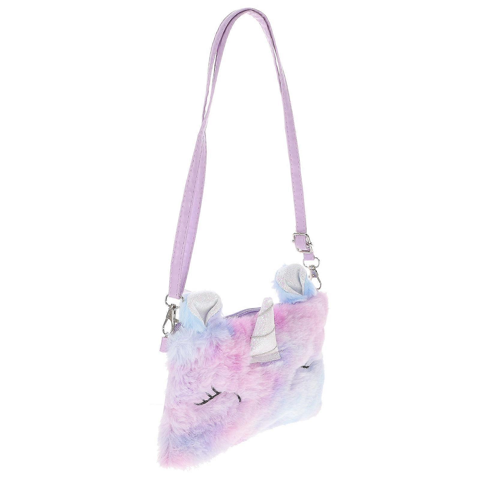 Unicorn Plush Crossbody Bag Multi-functional Outdoor Use Storage Bag 18.5x13x2cm 1Set