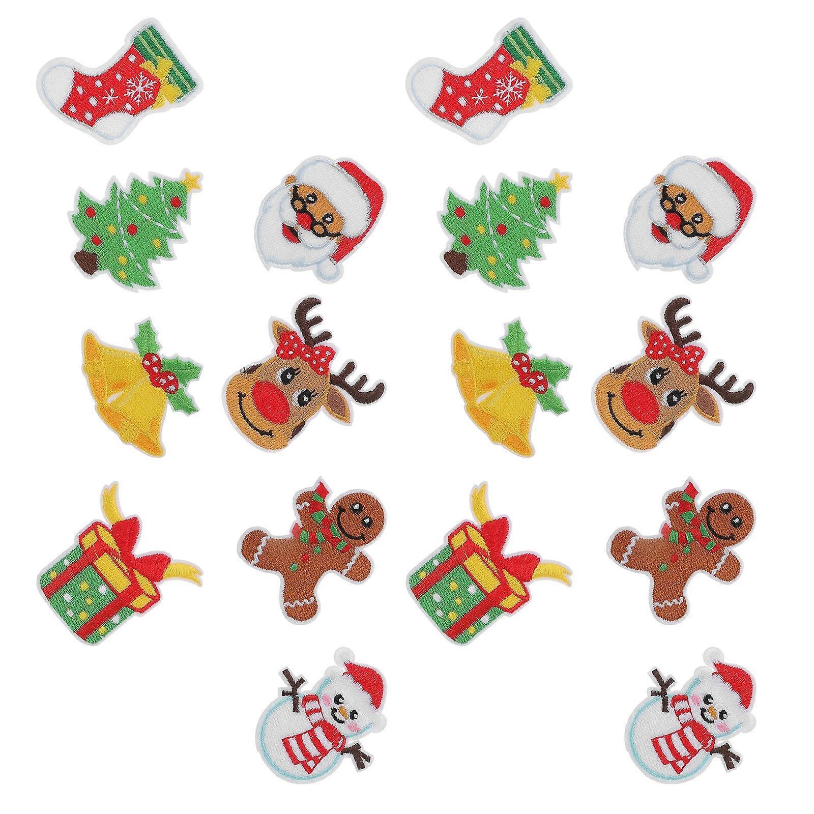 Useful Iron On Patches 16Pcs Perfect For Christmas Decorations 5.7x4.7cm Shape Including Snowman Mend Clothes