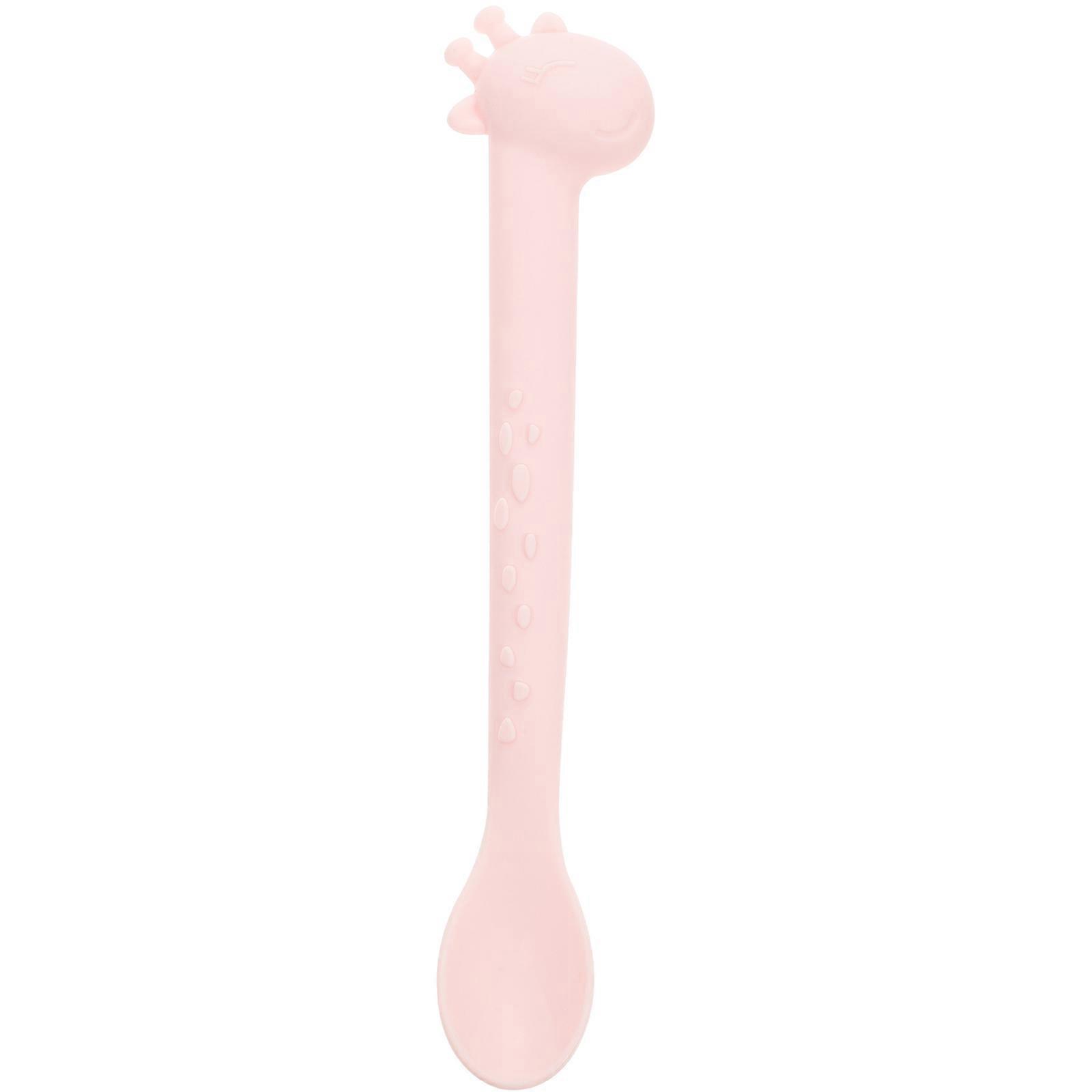 Newborn Baby Training Spoons for Feeding Use 2Pcs Giraffe Design Pink