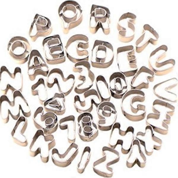 Metal Alphabet Number Cookie Cutters Cake Molds 74Pcs Set Silver