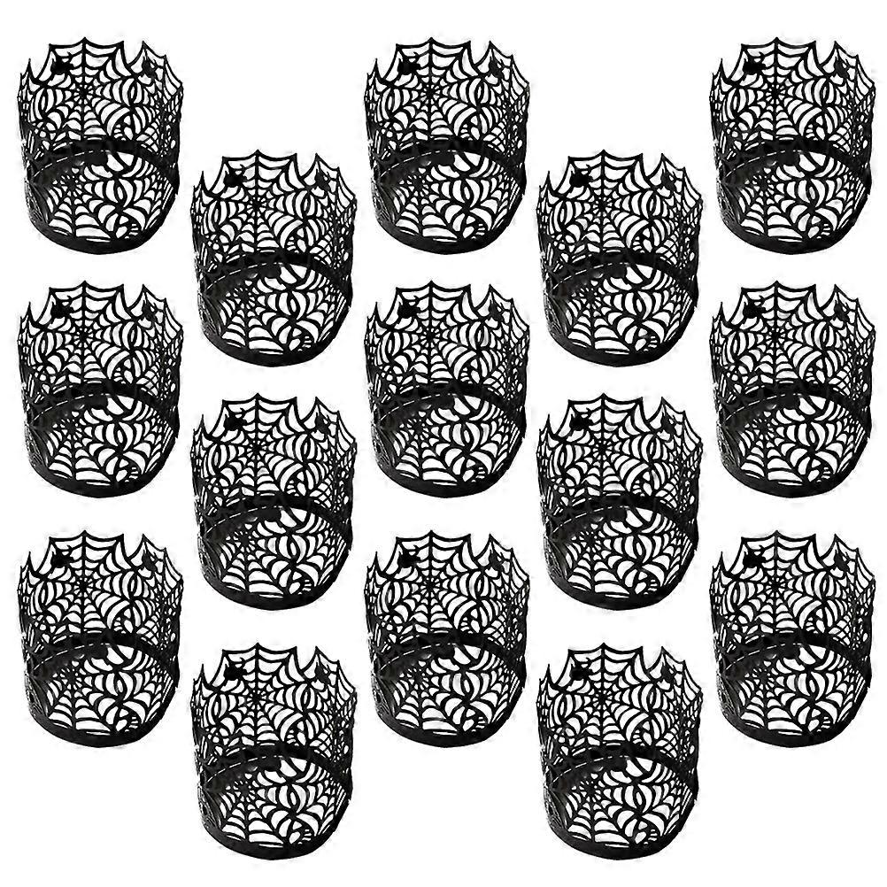 Black Candle Light Paper Wrapper for Lighting Use 50Pcs Halloween LED Spider Cover
