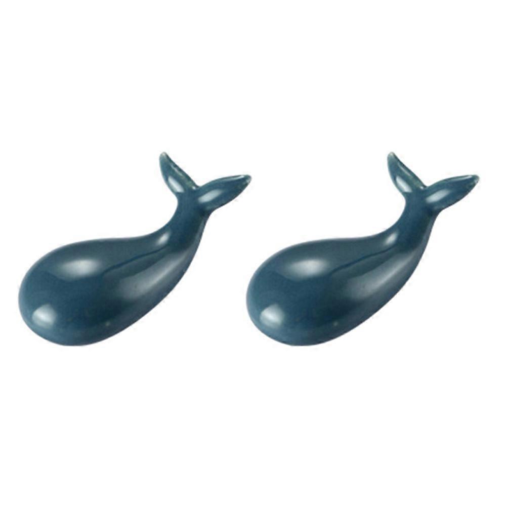 Dark Blue Whale Chopsticks Rest Holder for Holding Chopsticks 2Pcs Ceramic