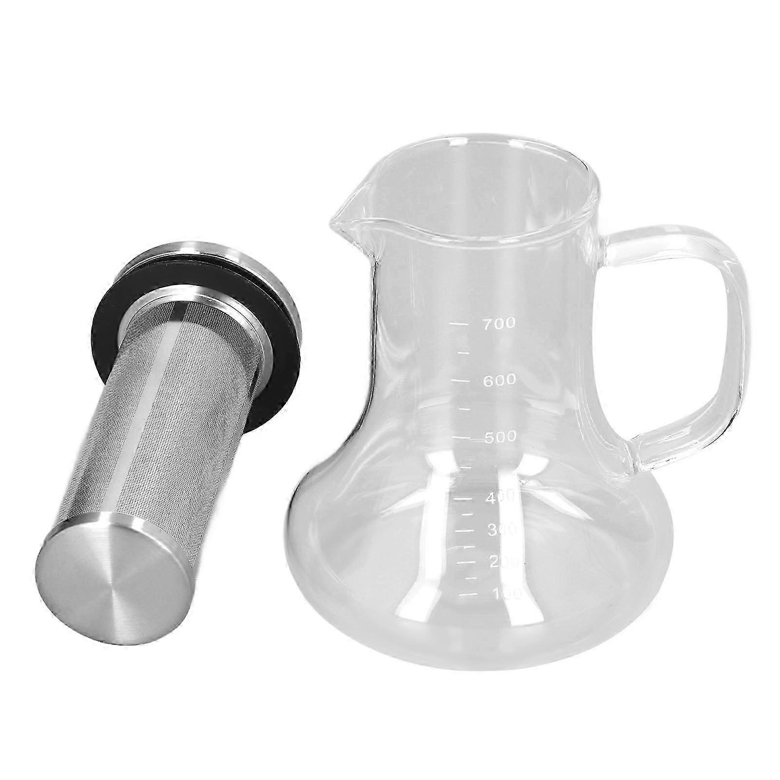 2025 Cold Brew Coffee Pot Borosilicate Glass Transparent with Scale Portable Office Teapot 700ml