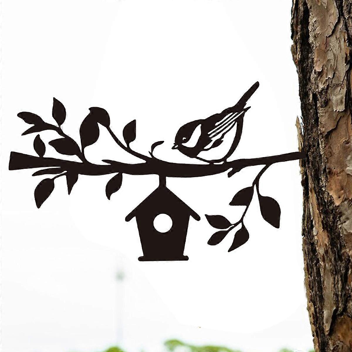 1PC Bird and Cage Metal Garden Stake Outdoor Decoration for Tree