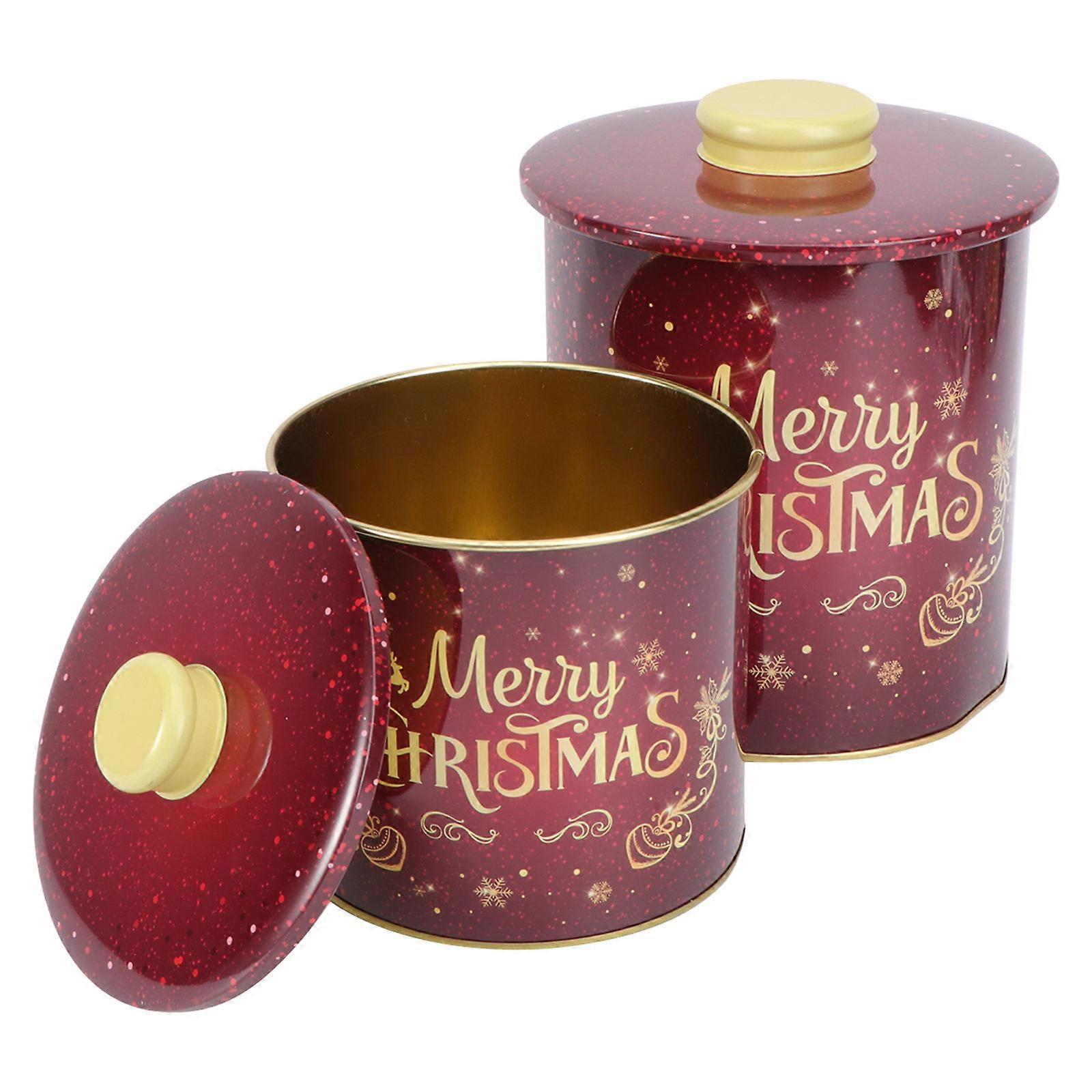 Xmas Storage Boxes Household Storage for Xmas Candies 4Pcs Red Containers