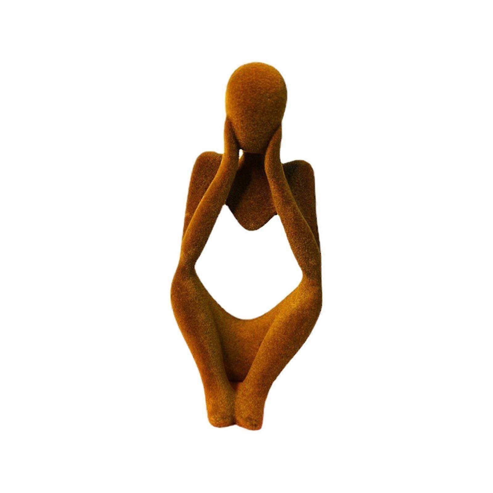 Thinker Statue Decor Abstract Figure Resin with Flocking Compact Decorative Style C