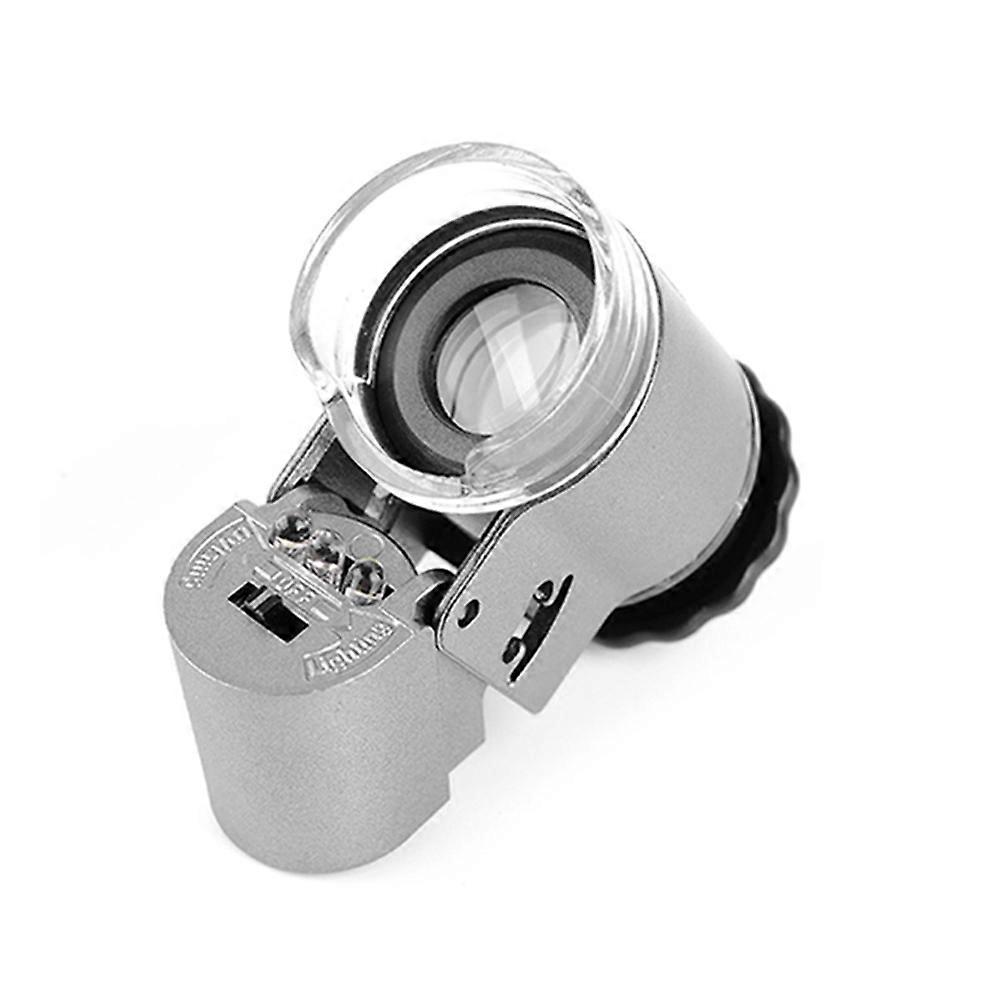 Led Scale Loupe Handheld Mini Microscope Jewelry Optical Magnifier 4.8x3.6x2.2cm Uv Detection General Users 1Set