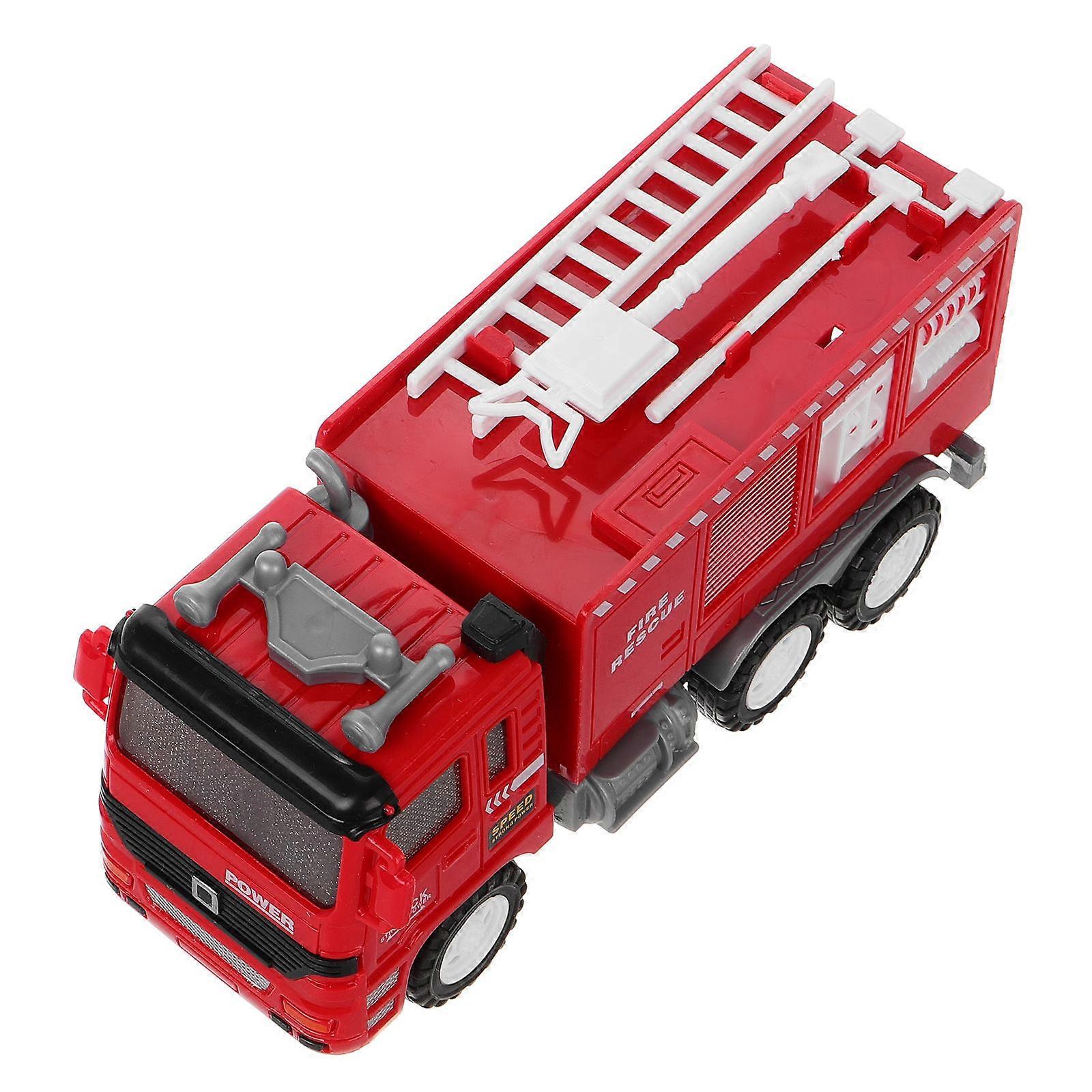 Plastic Fire Engine Toy 4Pcs Realistic Simulation Play Vehicle For Children Holidays With Inertia Drive Function