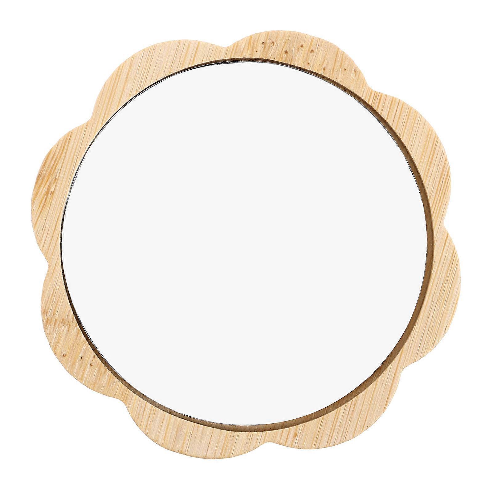 Portable Wooden Makeup Mirror Handheld Mirror for Home Use 5Pcs Set