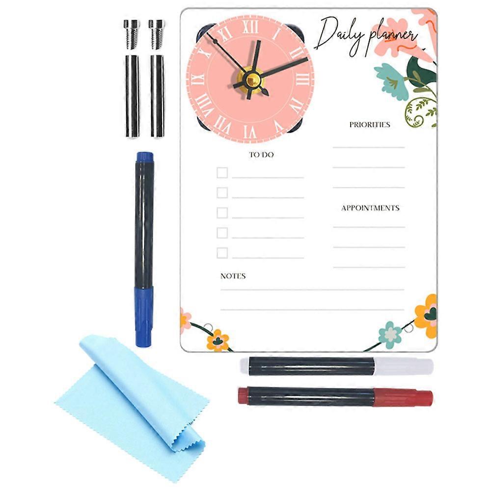 Memo Recording Board With Clock For Tabletop And Desk Assorted Color Compact Design 1 Set