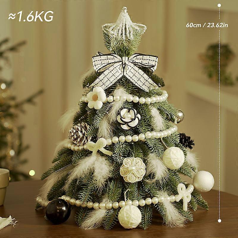 Mini Christmas tree set with lights simulation encryption Nobel pine white luminous Christmas tree desktop ornaments 60cm white Nobel pine set