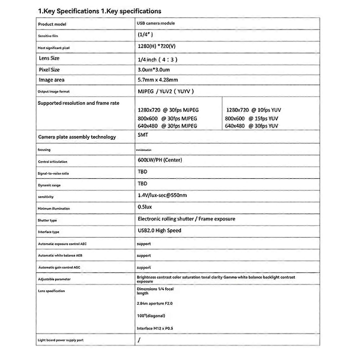 2PCS OV9732 USB Camera Module 720P with 1m Cable for WinXP/7/8