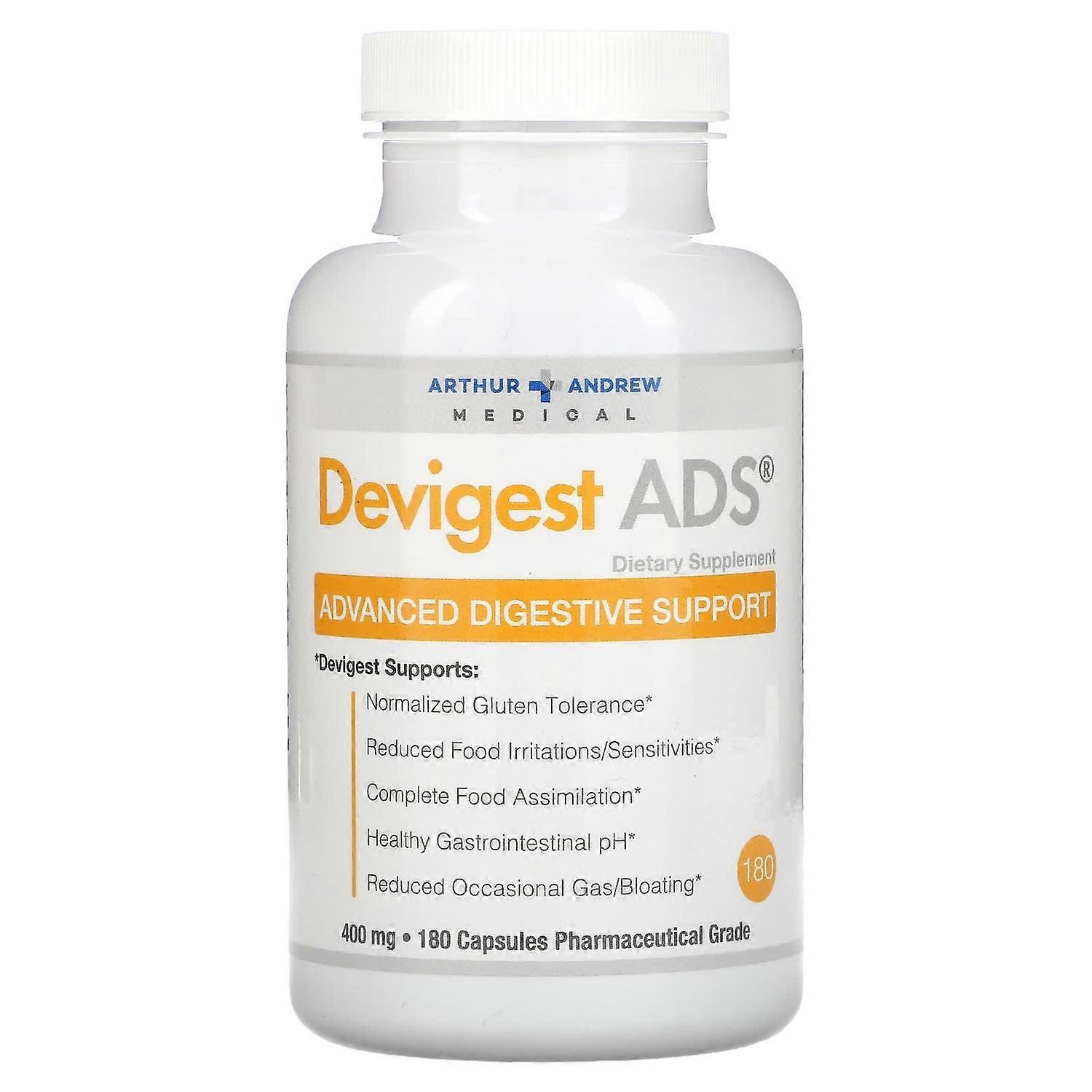 Arthur Andrew Medical, Devigest ADS, Advanced Digestive Support, 400 mg, 180 Capsules