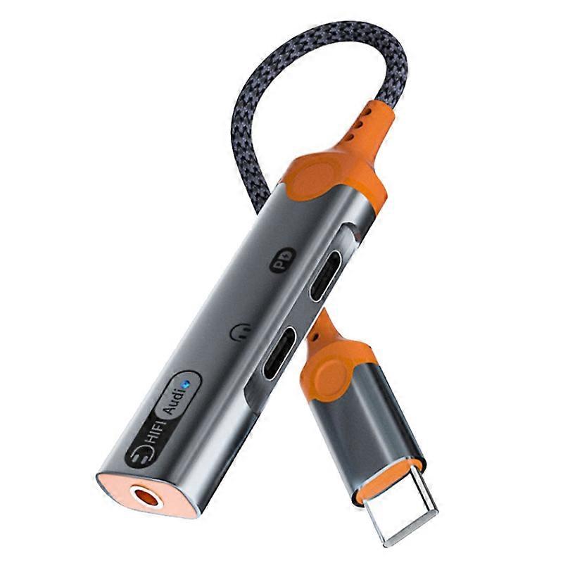 3-in-1-Kopfhörer-Klinken-Adapter PD60W Schnelllade-Splitter Typ C auf 3,5-mm-DAC-Audio-Dual-Typ-C-Kopfhörerkonverter-A