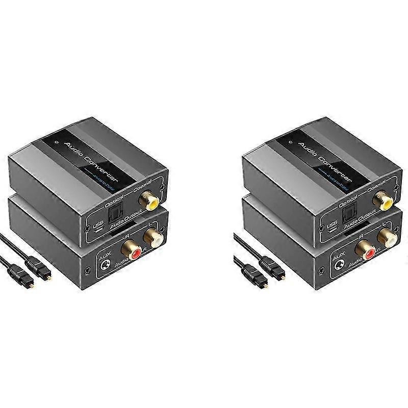 2X Analog to Digital Audio Converter to Optical with Optical Cable Audio Digital Toslink and Coaxial