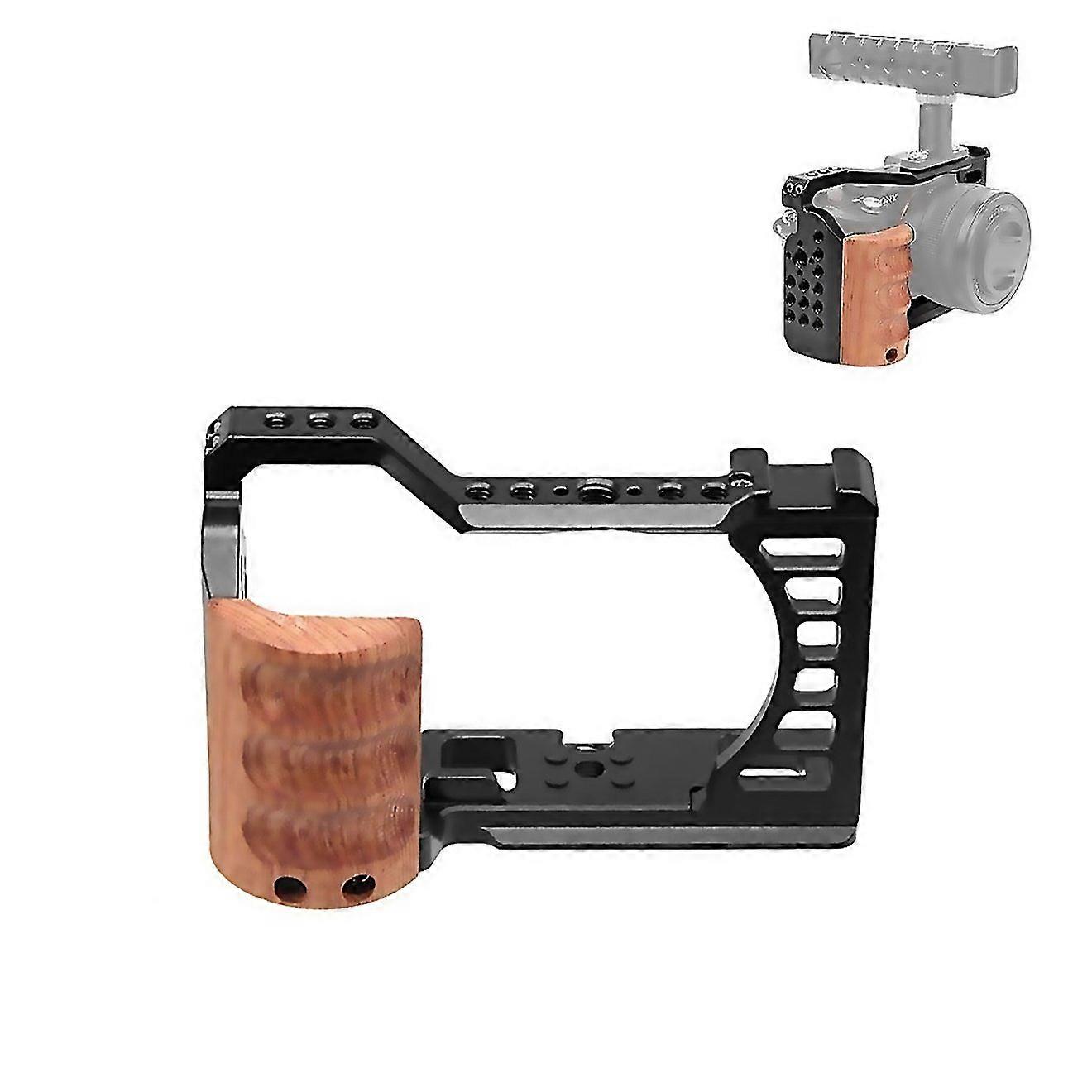 For Sony Alpha 7c Ilce7c A7c Puluz Wood Handle Metal Camera Cage Stabilizer