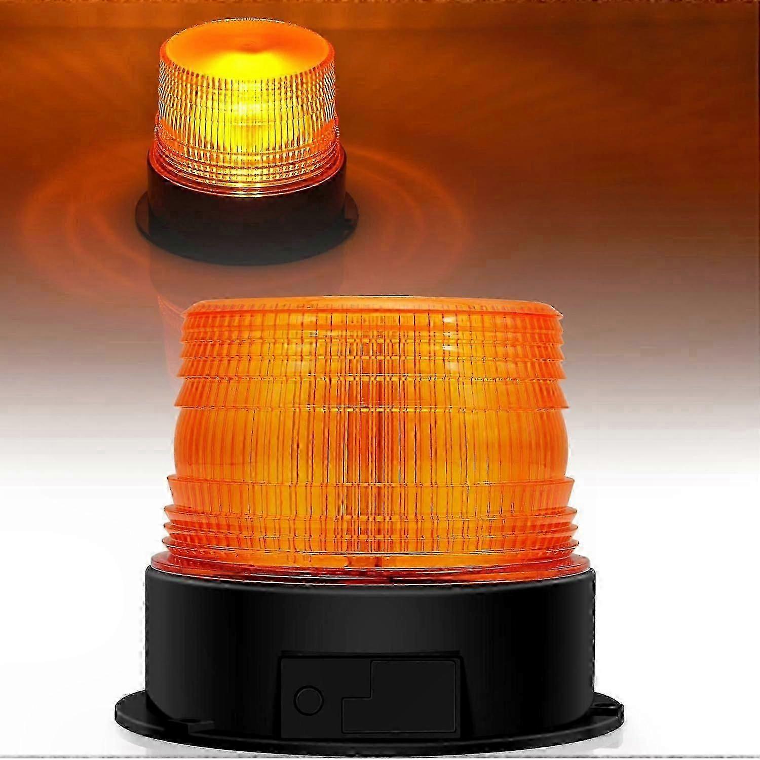 Magnetic Rechargeable LED Strobe Light, 12V-24V Orange Flashing Warning Beacon for Auto, Car, SUV, Tractor, and Vehicle Emergency Use-Good