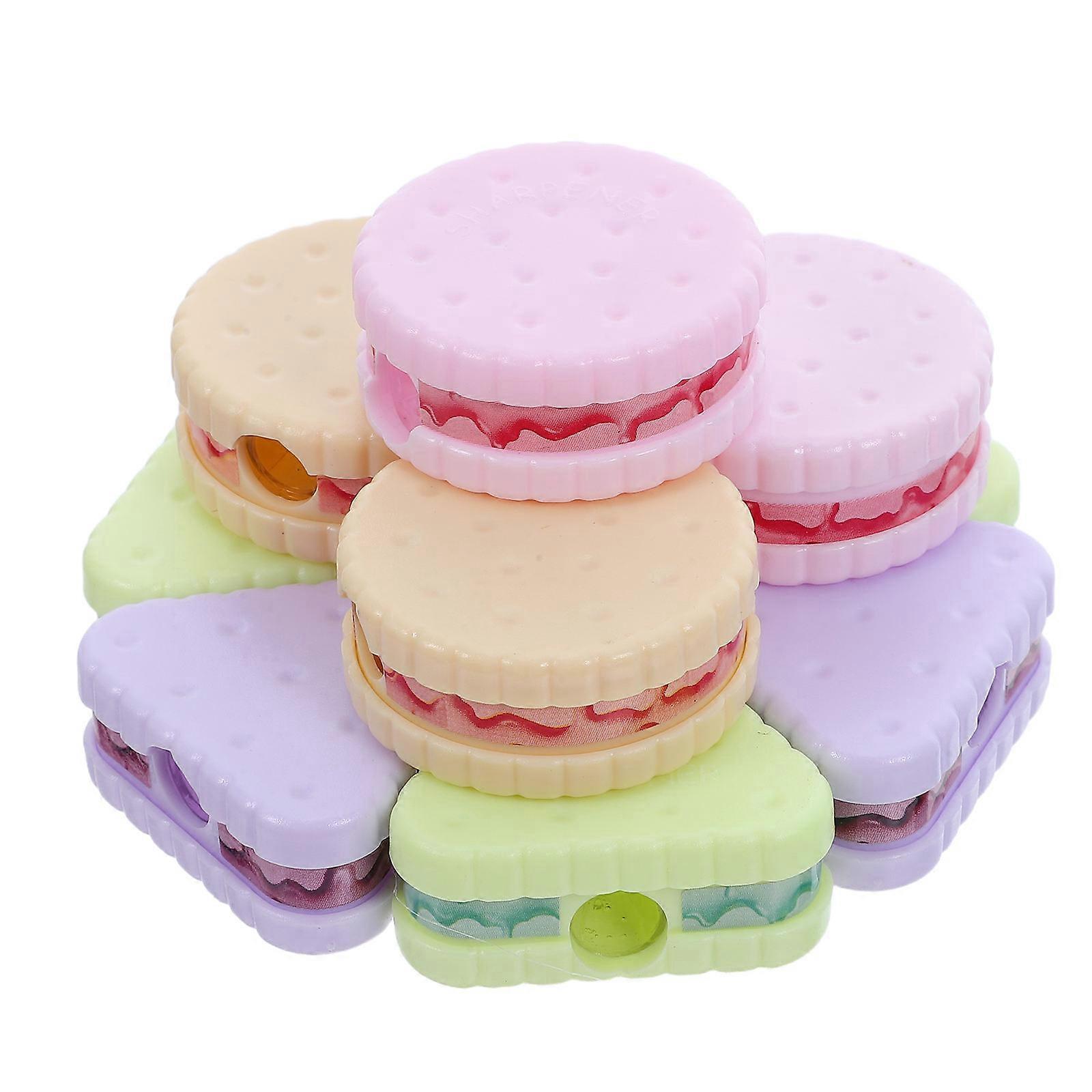 Pencil Sharpener for School Students Cookie Shaped Manual Sharpener Plastic Multi Color Suitable for Kids 36Pcs