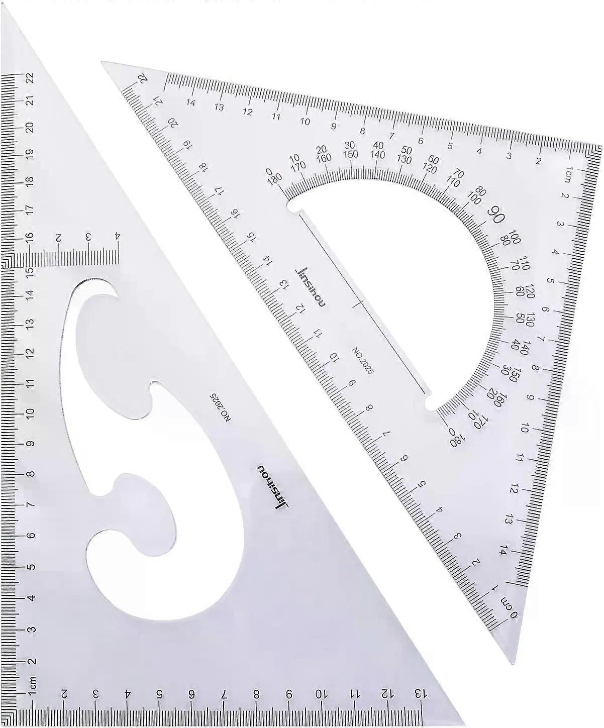 Large Triangle Ruler Square Set 30/60 And 45/90 Degrees Set of 2 Tools for School Office Supplies