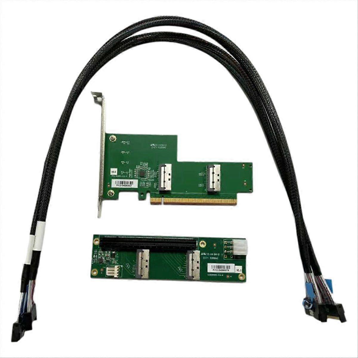 PCIe 5.0 X16 to MCIO Split Card with Backplane Dual MCIO for EGPU Discrete Graphics Card Connection