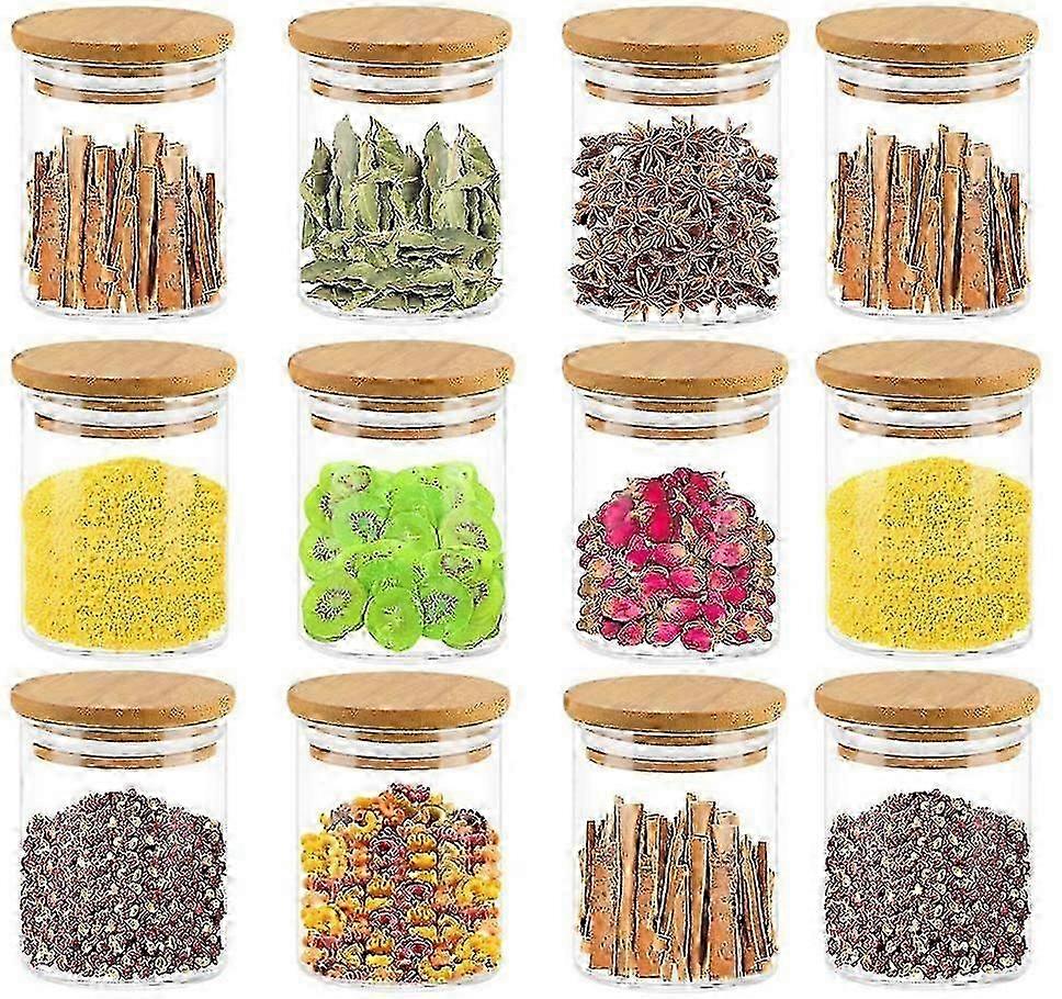 25-26 Airtight Storage Jars with Bamboo Lids - Set of 12 - Tea Jars