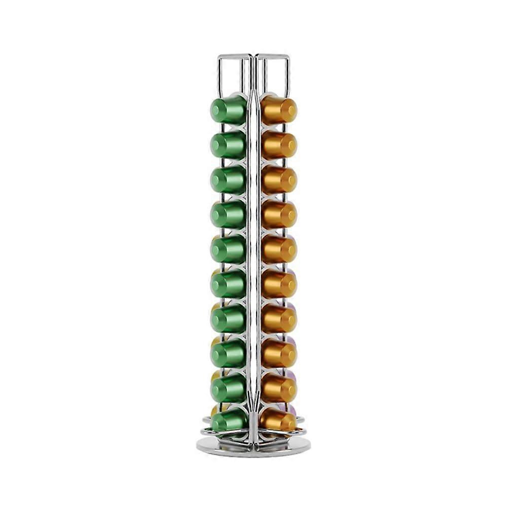 Coffee Pods Organizer Stand 360 Degree Rotating Metal Holder For 40 Pods Capsule Rack Sturdy Storage For Countertop