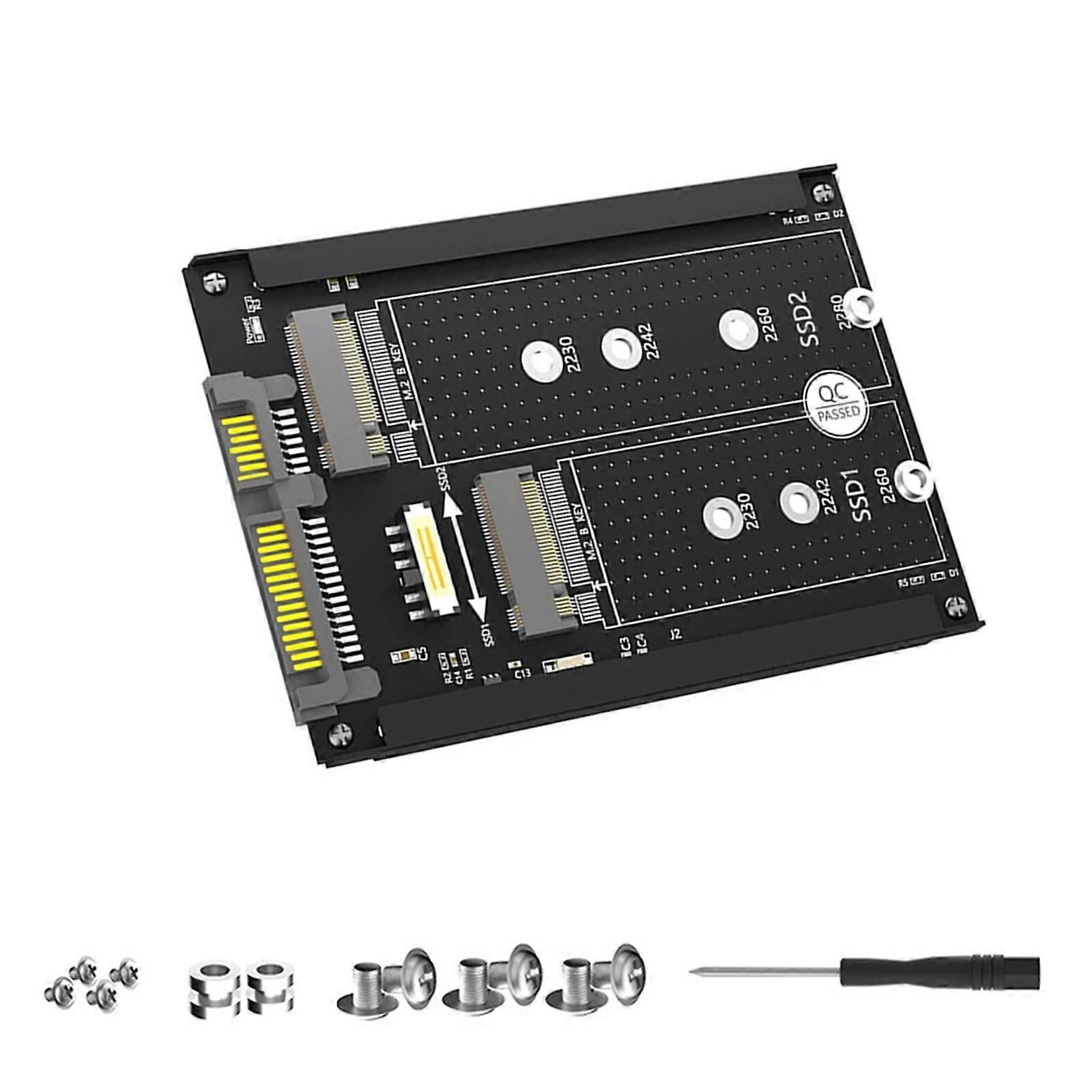 B+M Key M.2 NGFF SSDs to 2.5inch SATA3.0 6Gbps Converters Adapter Card with Enclosure Adapter M.2 SATA3.0 SSDs Adapter Multicolor