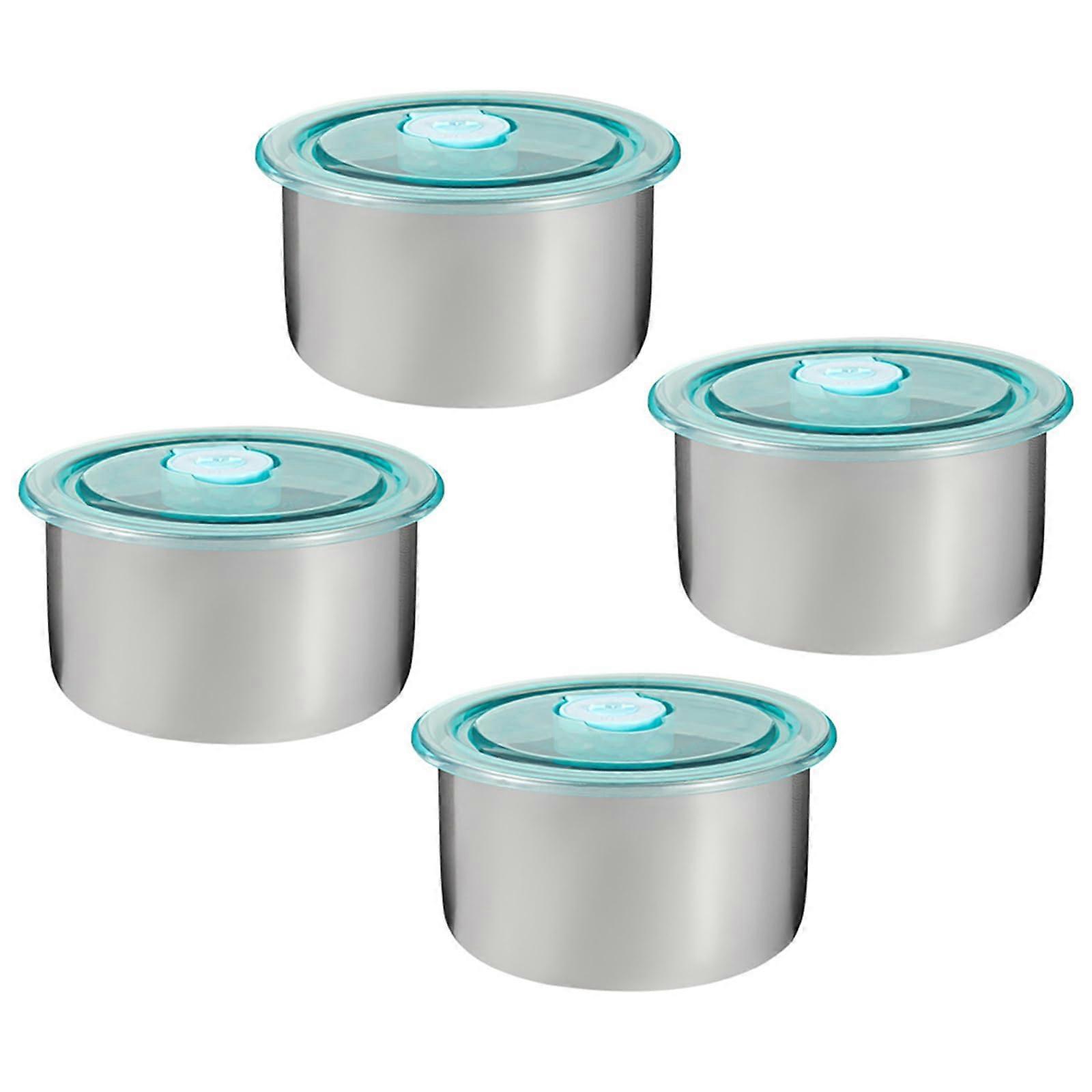 Stainless Steel Food Storage Container 4Piece With Silicone Lid Seal And LeakProof Design For Snacks And Lunches Blue
