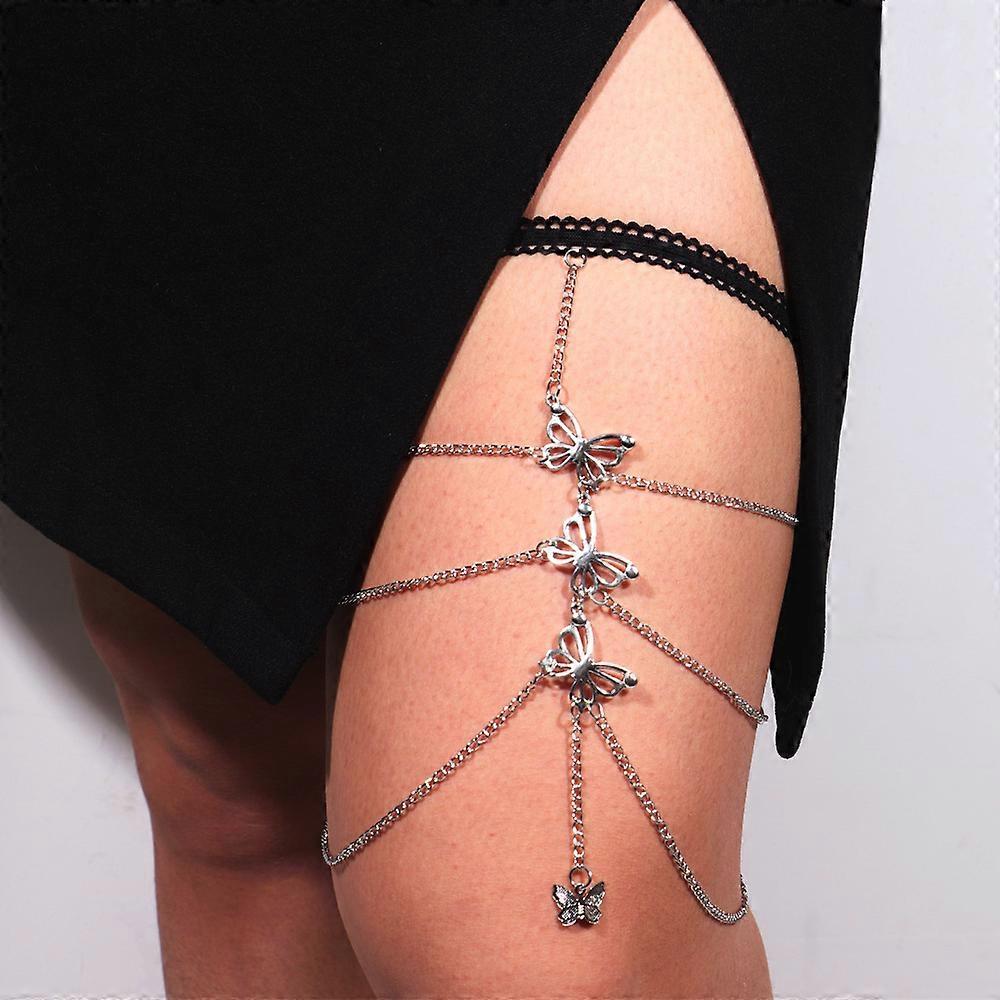 Butterfly pendant multi-layer thigh chain, women's body chain