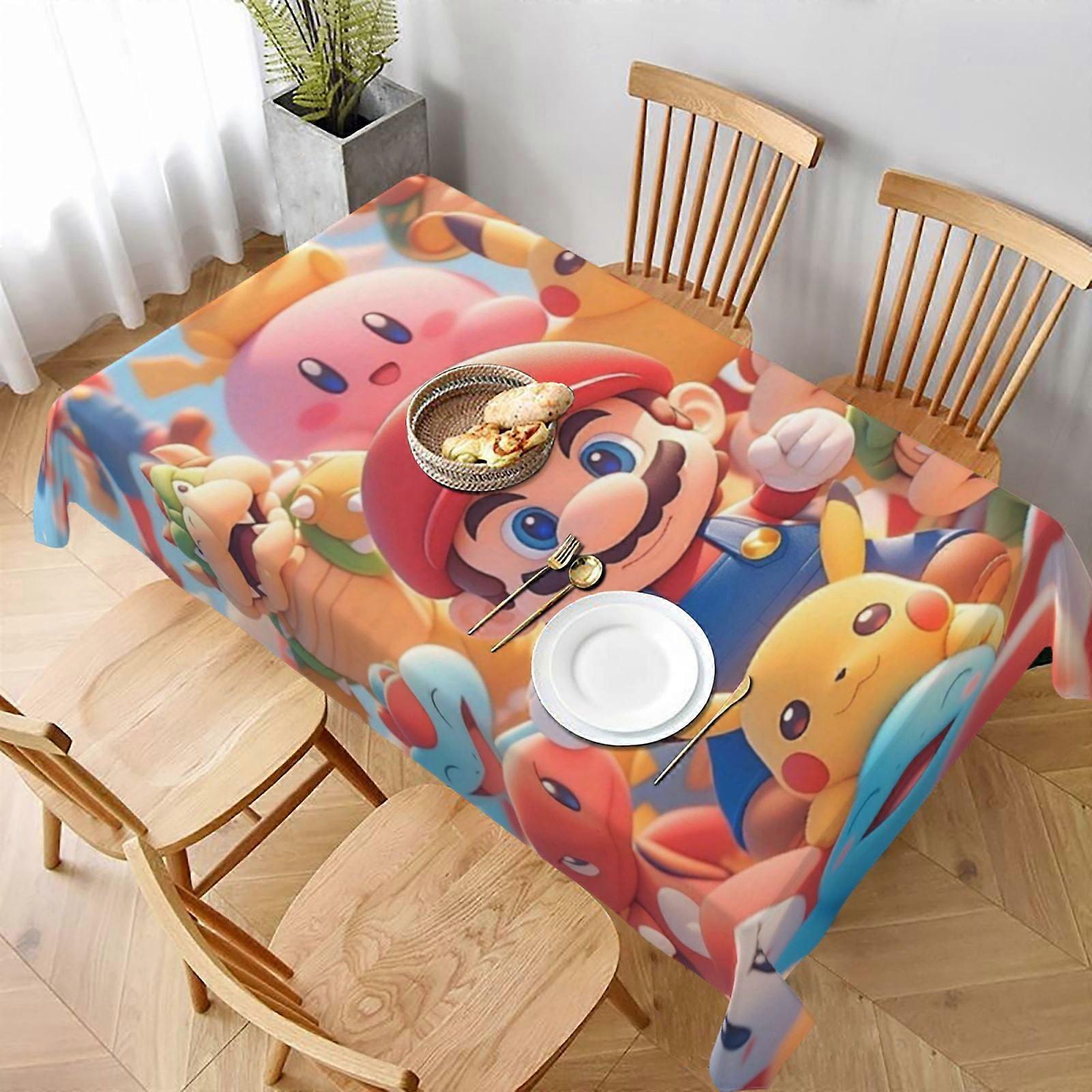 Mario Rectangular Tablecloth Water Resistance Antiwrinkle Spillproof Soft Fabric Table Cloth 60"X90"