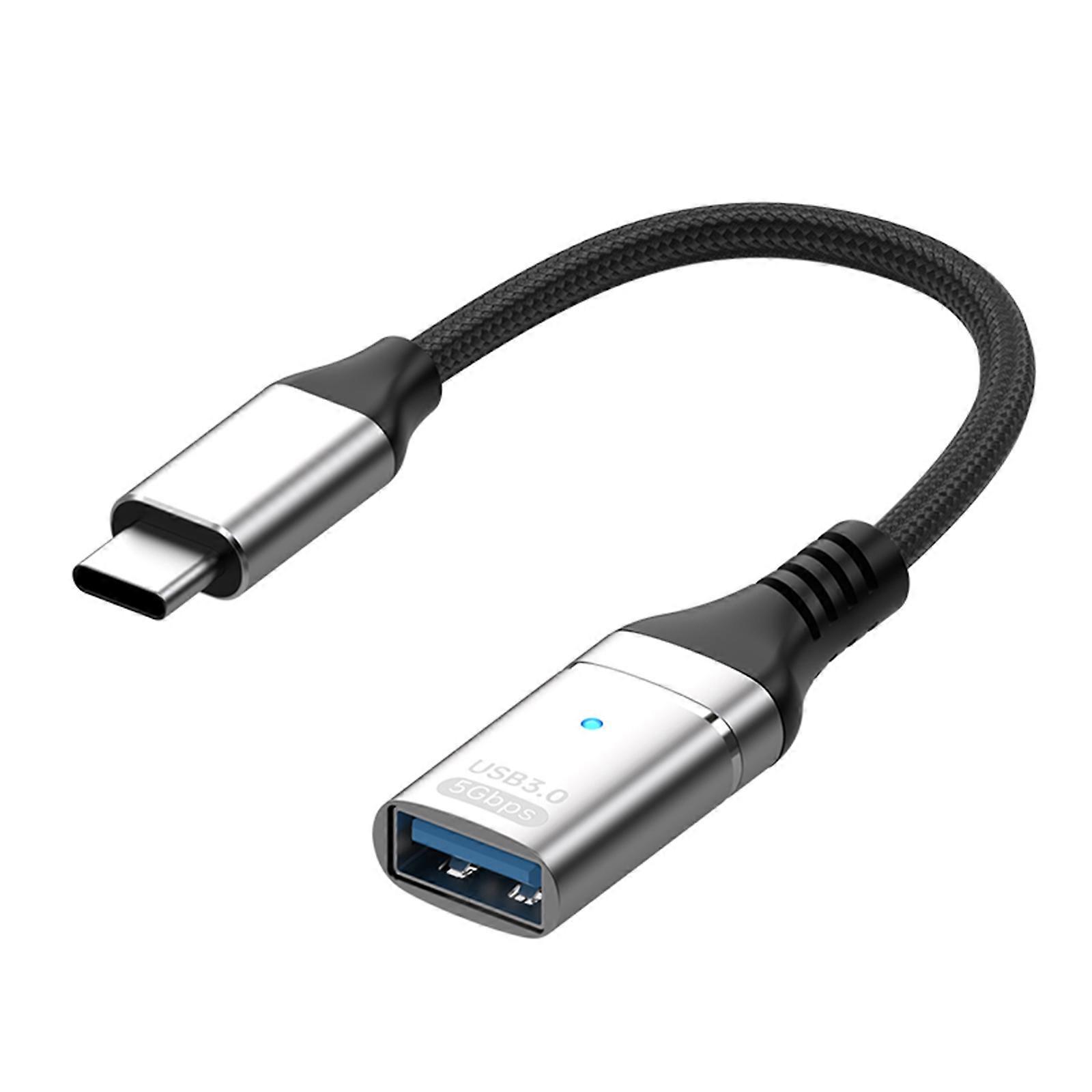 Fast Speed USB Type C OTG Adapter With Nylon Braided Cord Supports 10Gbps Transmission 5V3A Fast Charging  silver