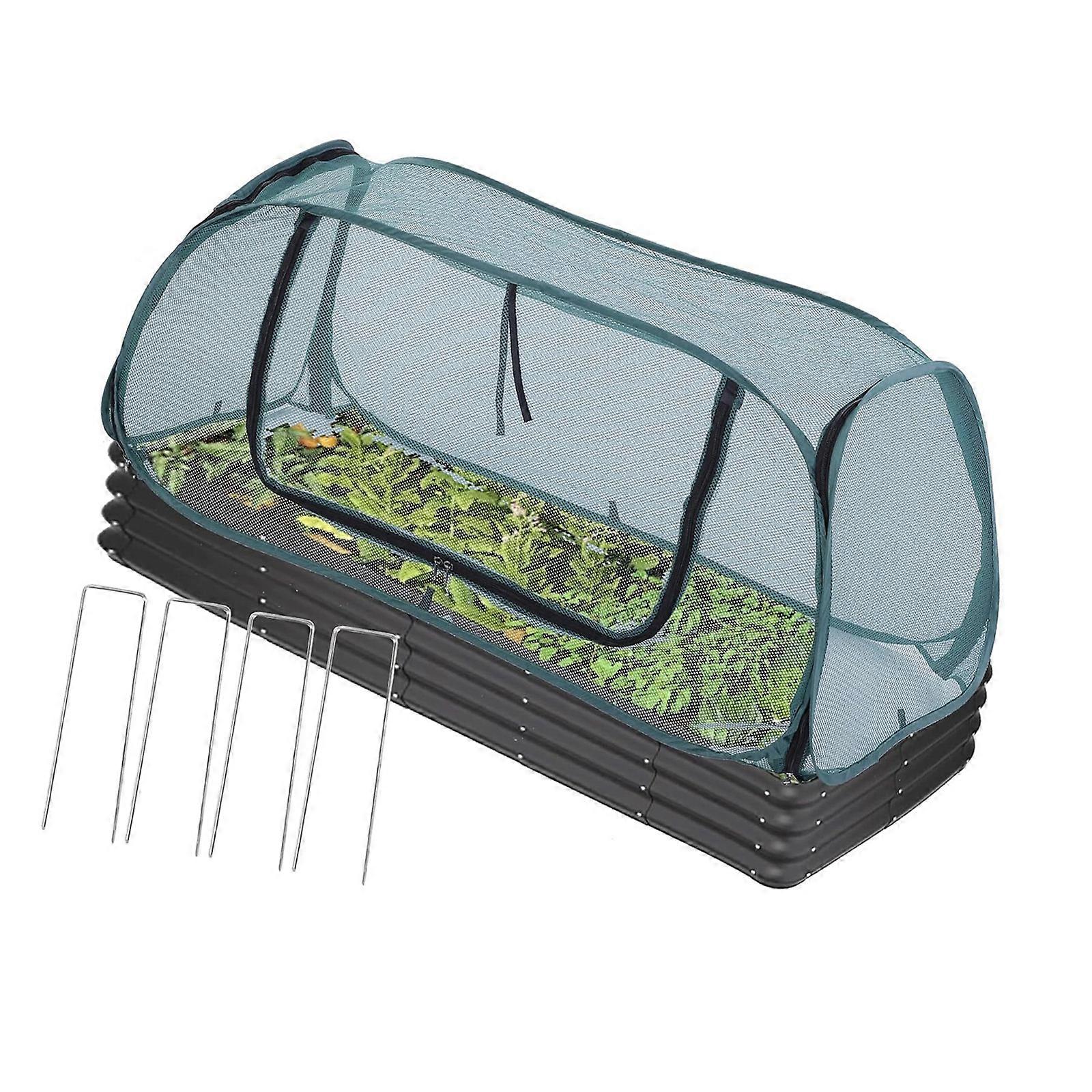 Finish Hoisted Bed Plant Cover Set With Reinforced Net Panes And Insulated Anchoring Structure For Yearlong Garden Security  Green