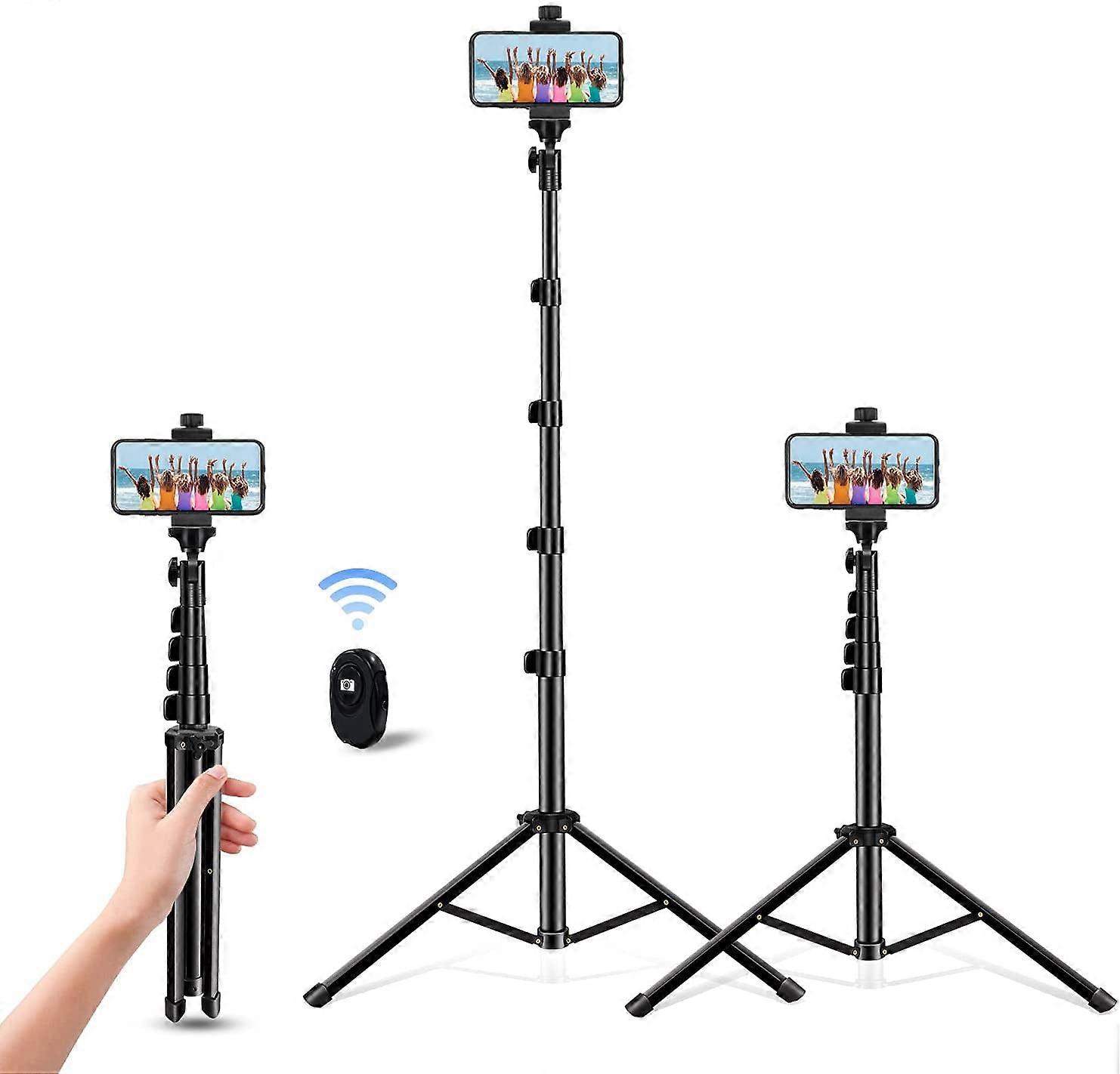 Selfie Stick Tripod, 64 inch Extendable Tripod Stand Phone Tripod Camera Tripod Wireless Remote Shutter Compatible