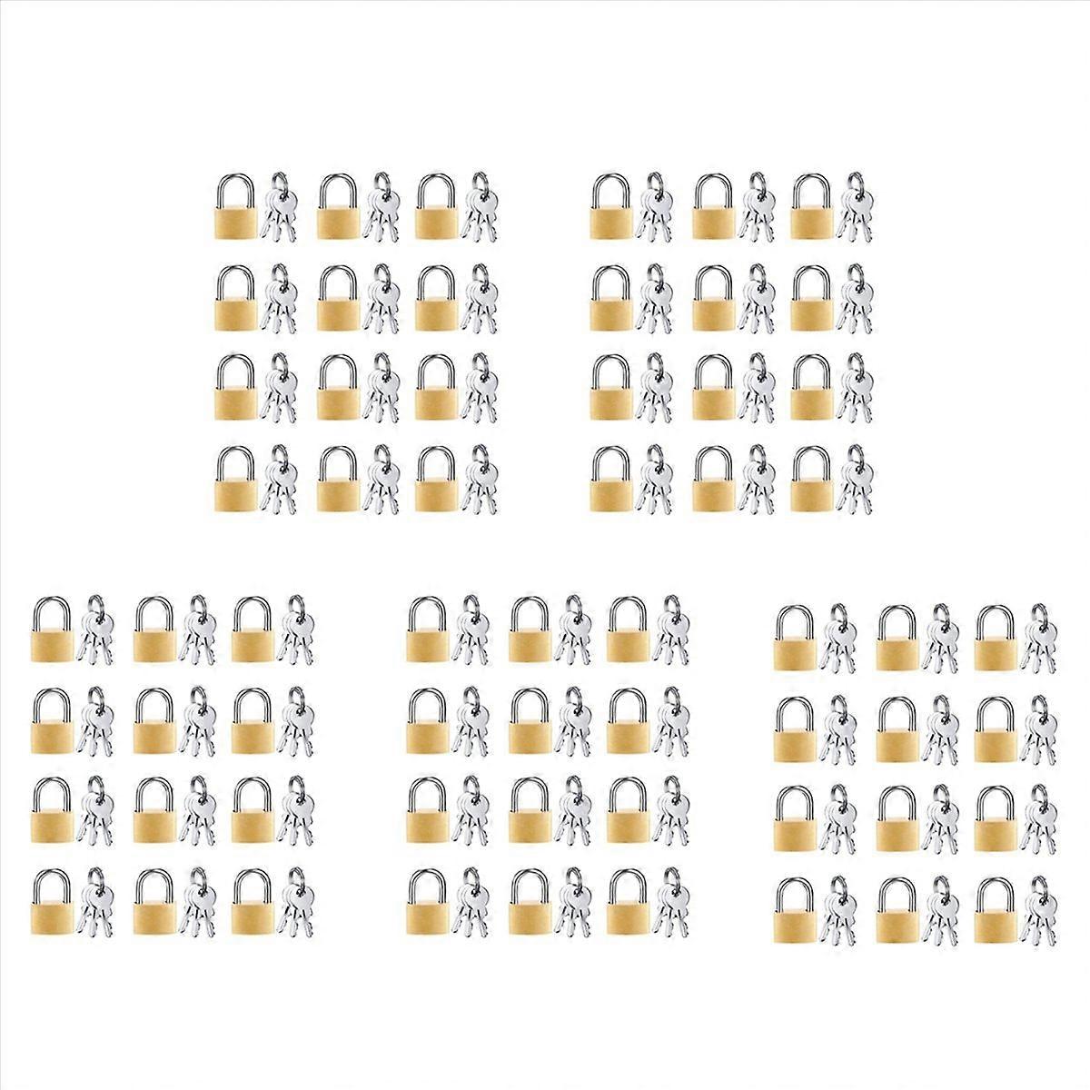 60 Pack Mini Padlock Small Padlock Solid Brass Locks with 3 Key for Luggage Lock,Backpack,Gym Locker