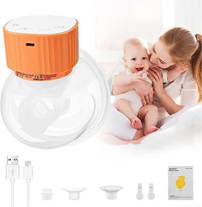 Dww-Tire-lait (orange), tire-lait lectrique portable avec 3 modes, 9 niveaux d'aspiration, pompage puissant, lait tanche, tire-lait mains libres recha