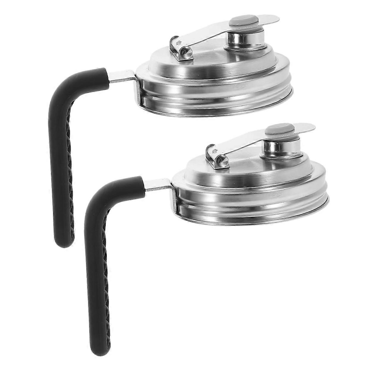2 Pack Stainless Steel Wide Mouth Jar Lids with Handle and Pour Spout for Beverage Storage and Fresh Seal