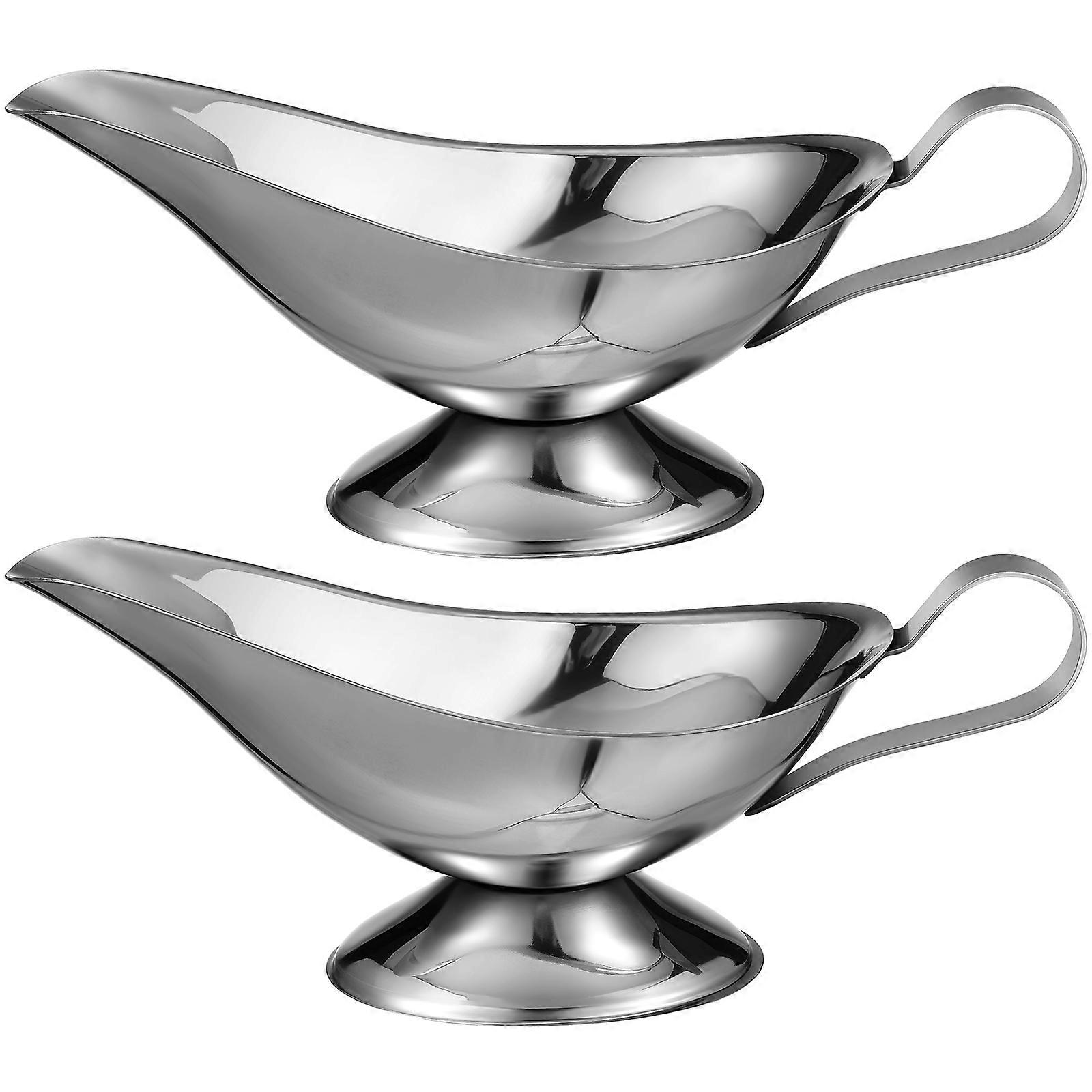 Silver Stainless Steel Gravy Separator Jug for Kitchen with 2Pcs