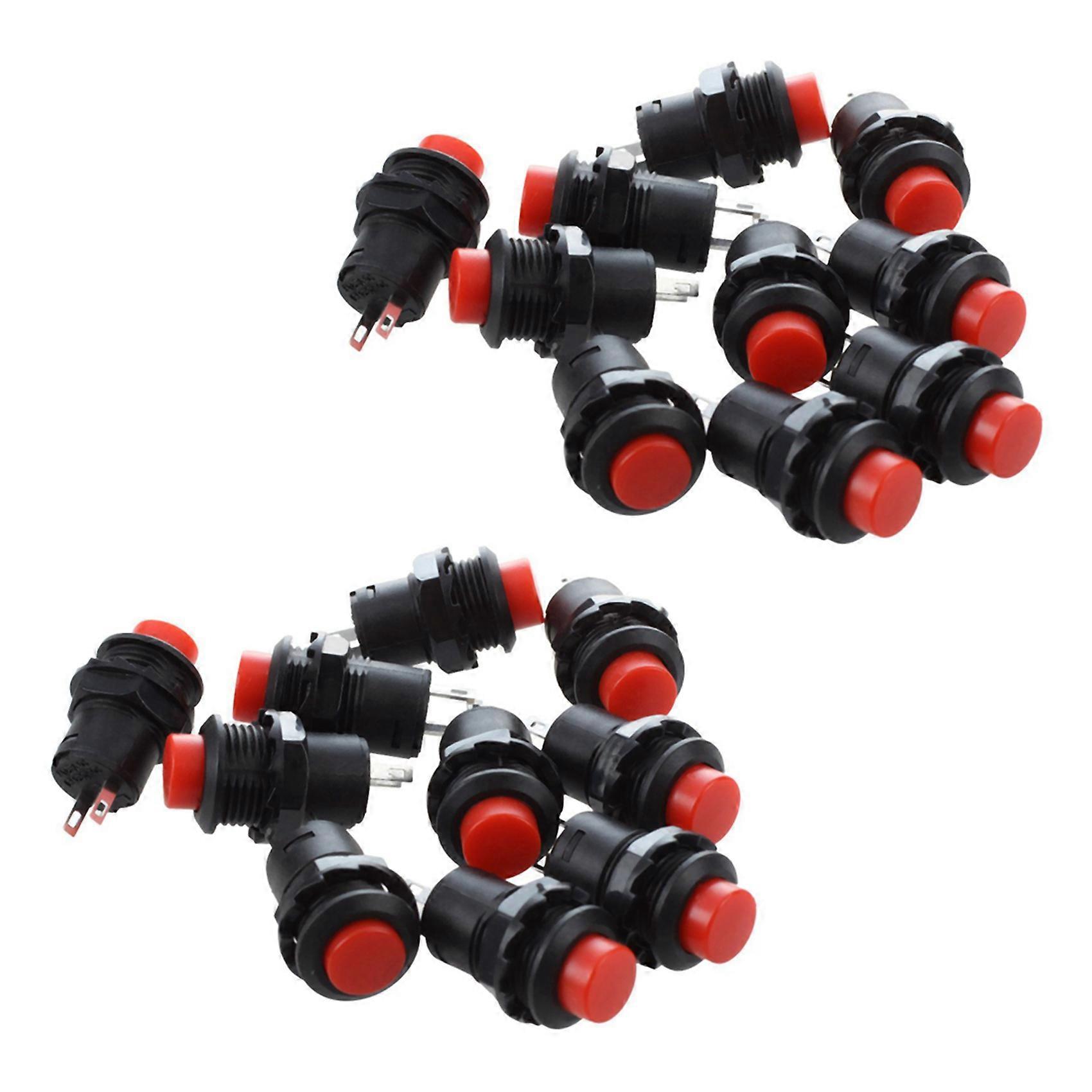 20 Pcs Latching Action SPST Round Red Push Button Switch AC 125V 3A