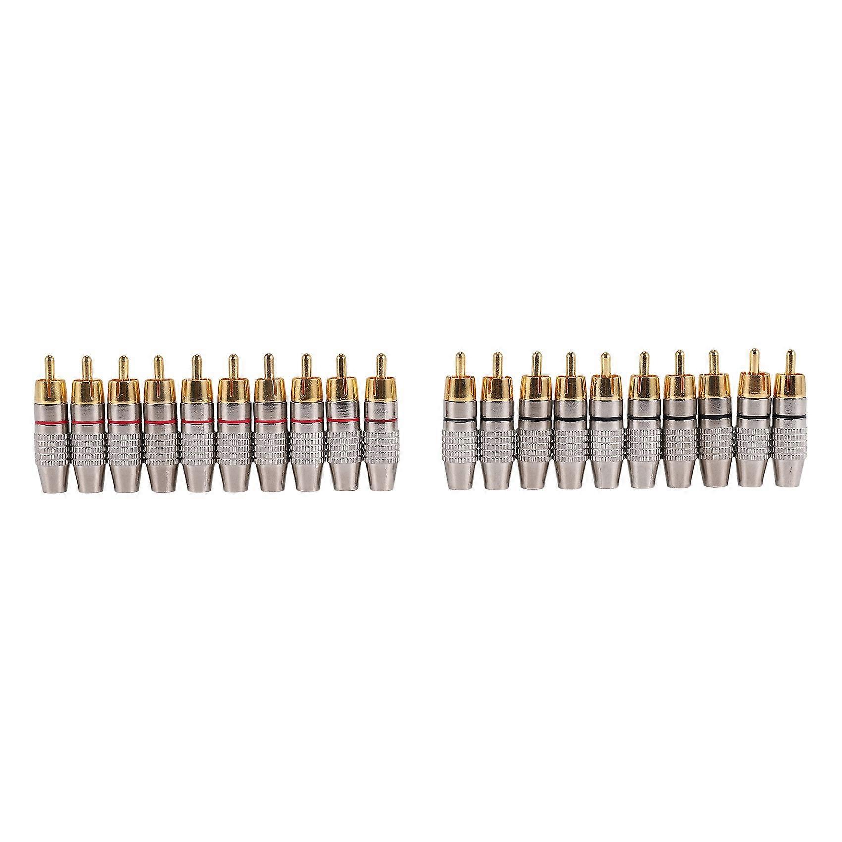 20 Pcs RCA Plug Audio Video Locking Cable Connector Gold Plated