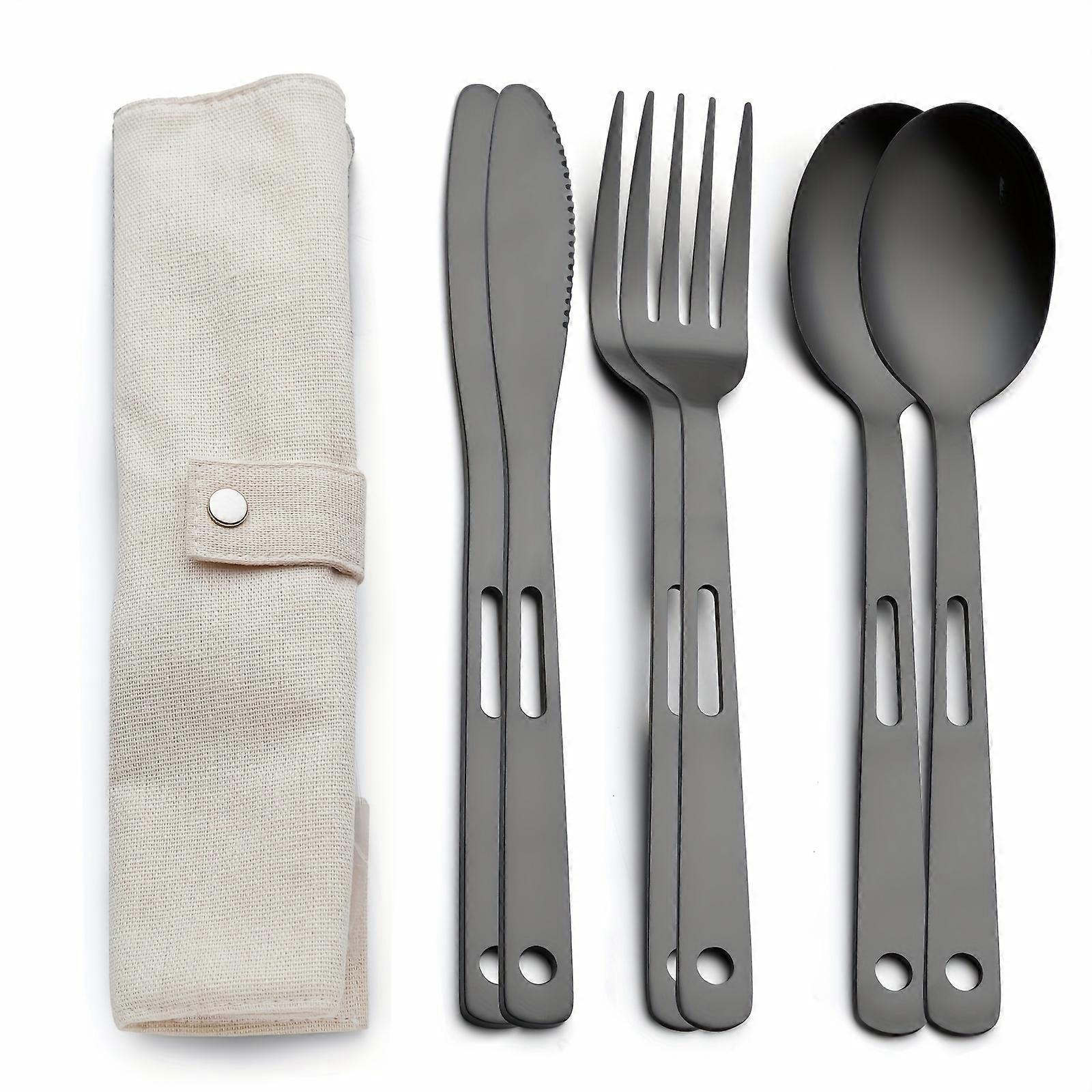 6pcs/set Stainless Steel Tableware Set, Knife��Fork, Spoon Durable Rust-Resistant, For Outdoor Camping, Picnics and Hiking