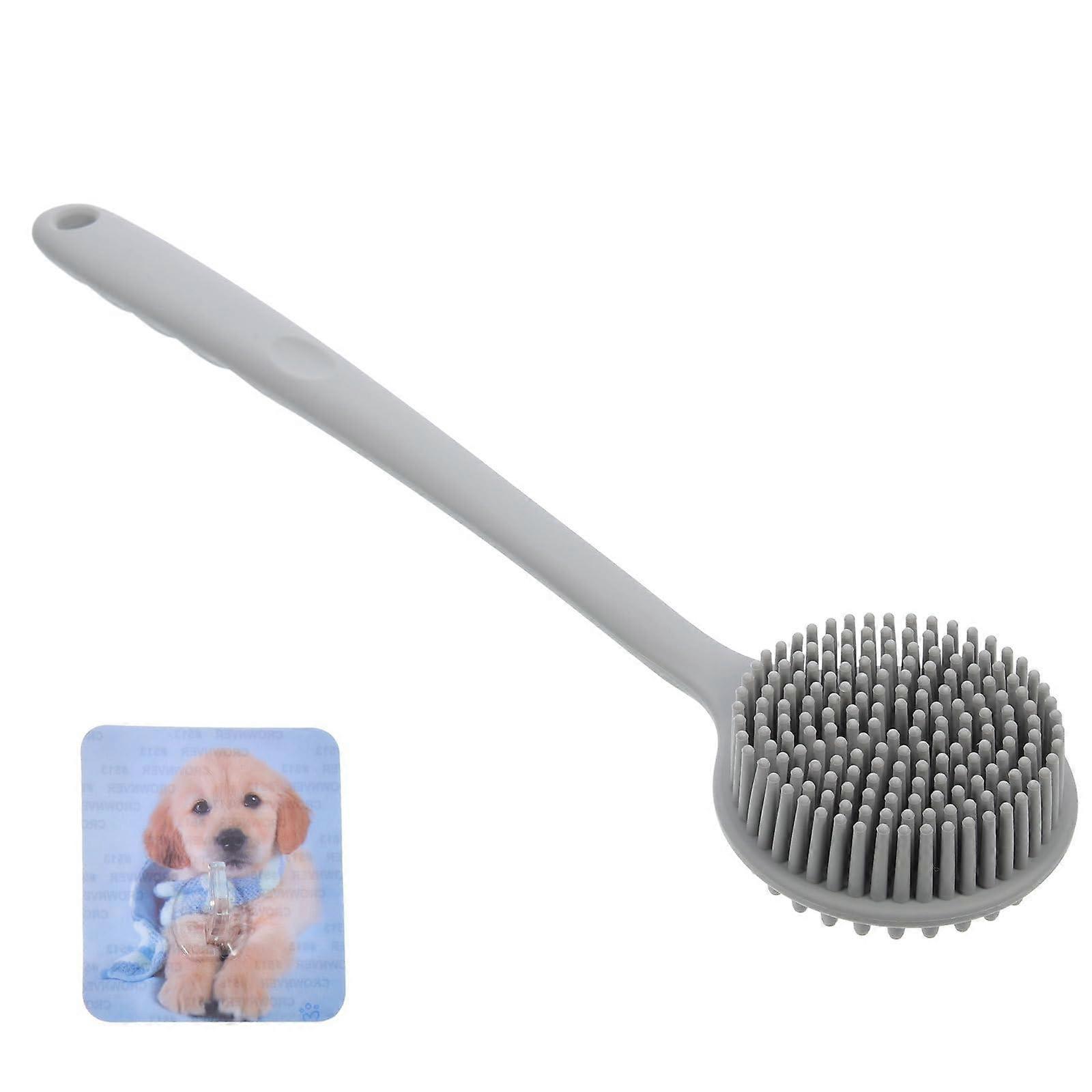 Silicone Back Scrubber for Shower with Long Ergonomic Handle, DoubleSided Exfoliating Brush