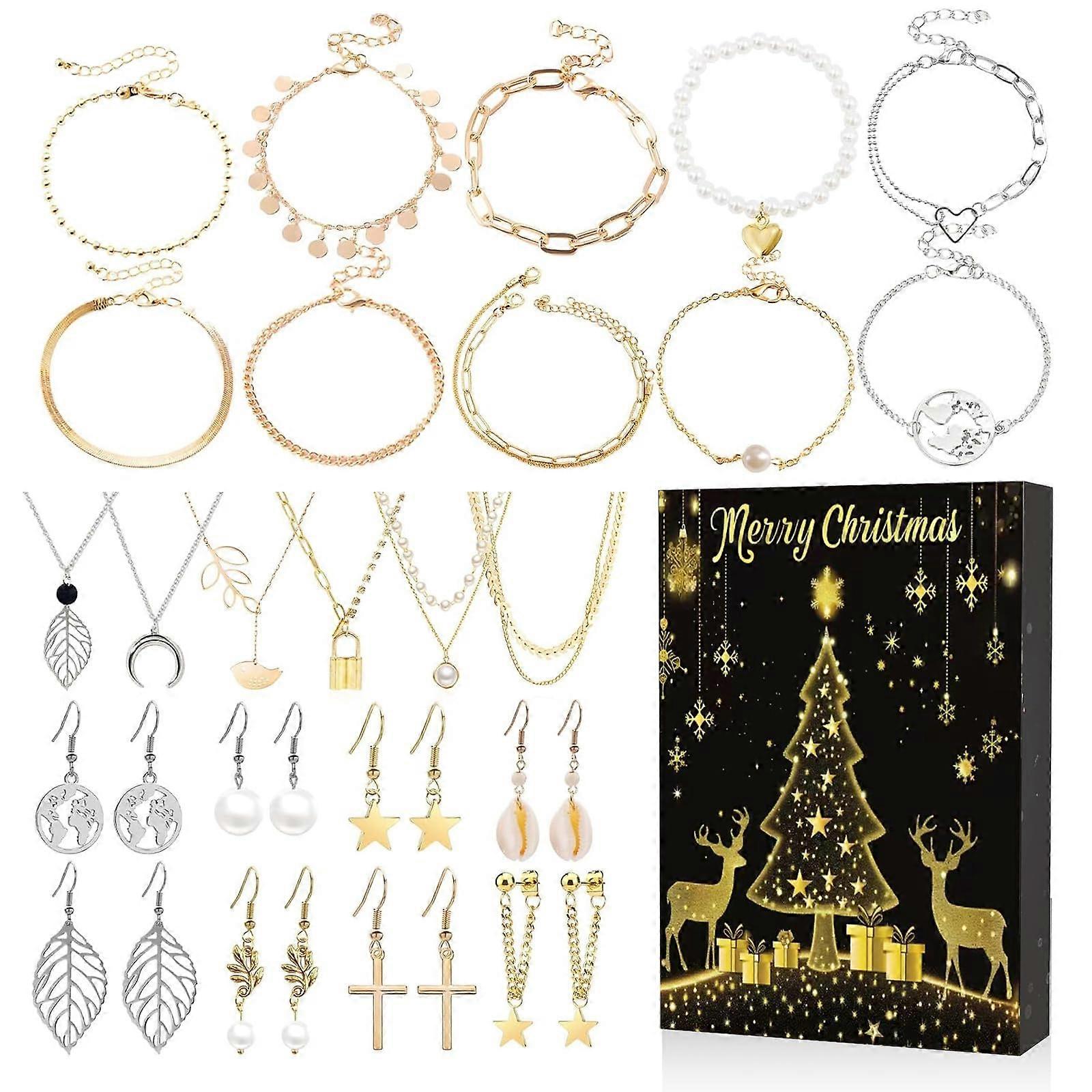 Christmas Advent Calendar Bracelet Kit, 24Day Holiday Countdown with DIY Jewelry Making Set, StyleH