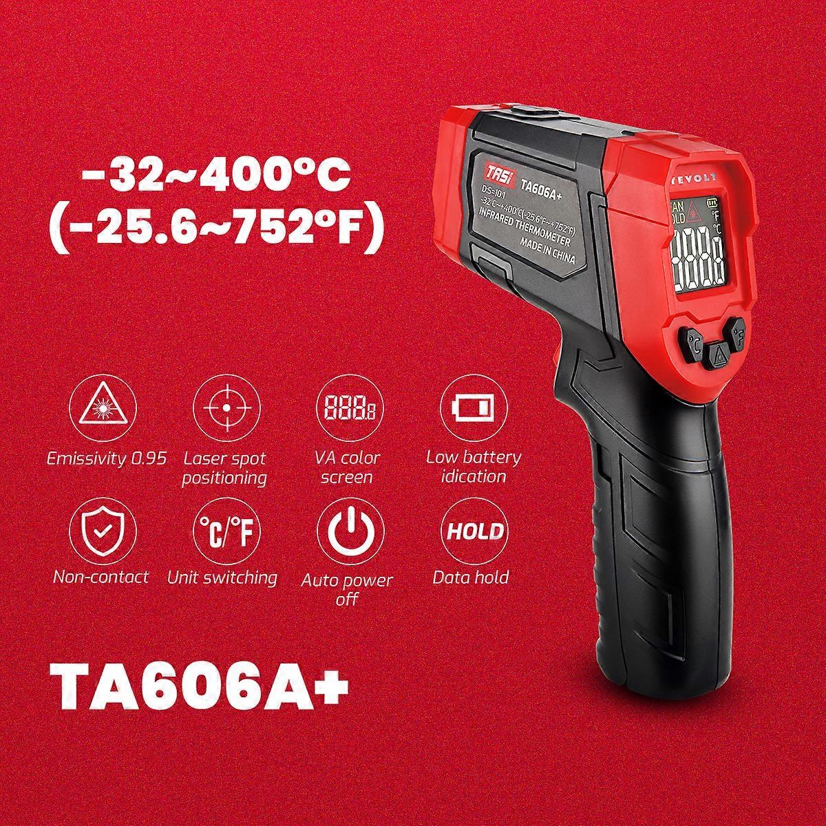 YEVOLT TA606+ Series Digital Infrared Thermometer Handheld Non Contact IR Laser  Heat Temperature Gun Point VA Color Screen