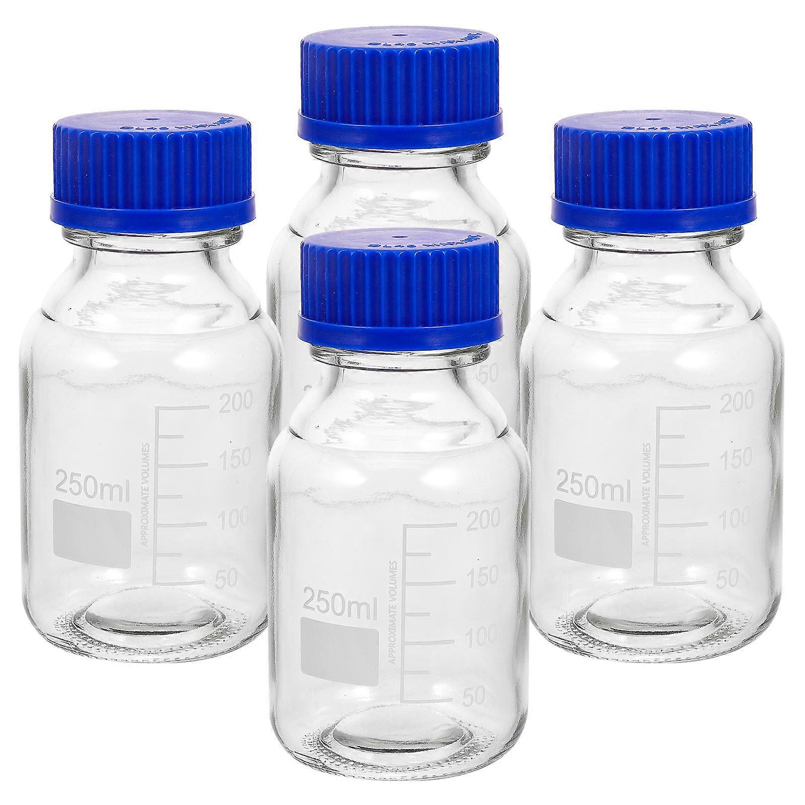 Blue Empty Reagent Bottle with Screw Caps for Storage Use 4Pcs