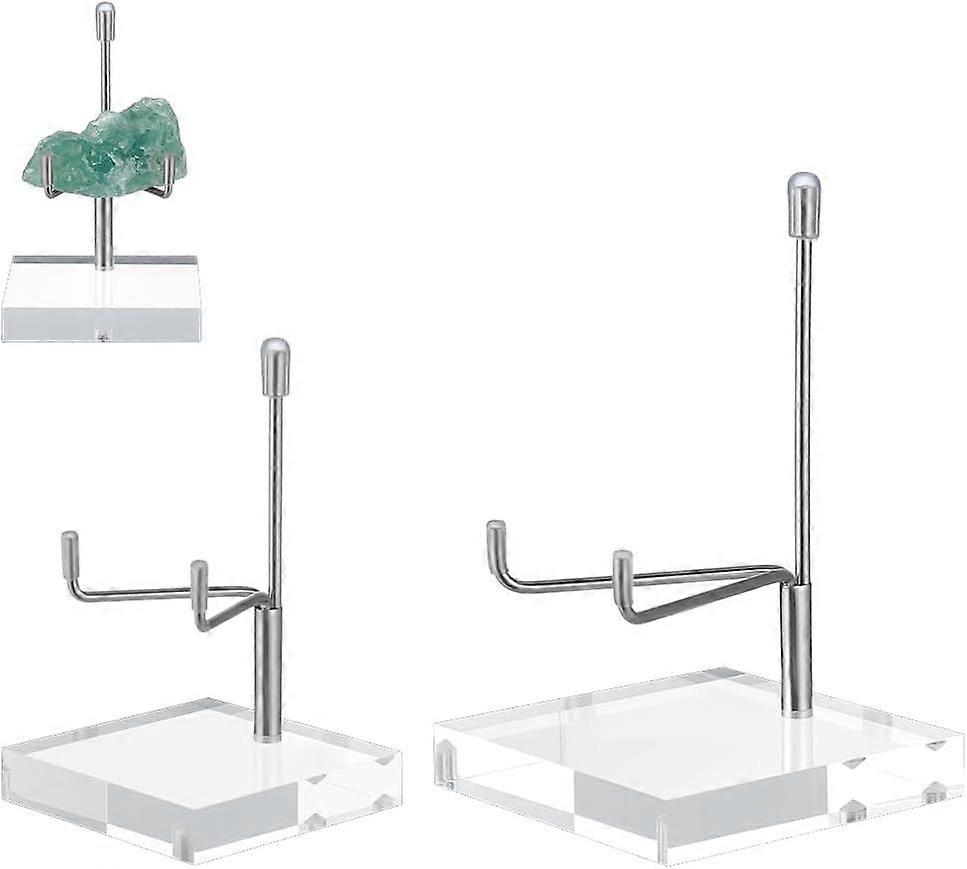 2Pcs Adjustable Metal Arms Display Stand Easel with Acrylic Base 2 Sizes Big Easel Holder Rock Display Stand Acrylic Easel Display Stand for Rock Geod
