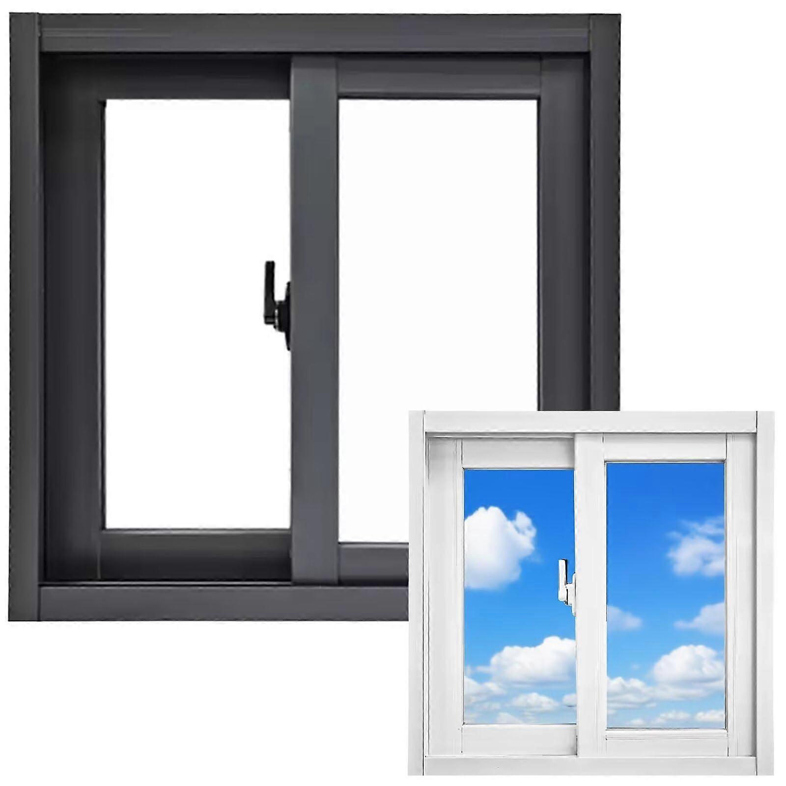 Sliding Basement Window with Screen, Double Sliding Tempered Glass, 46x21in Aluminum Frame for Shed or Playhouse