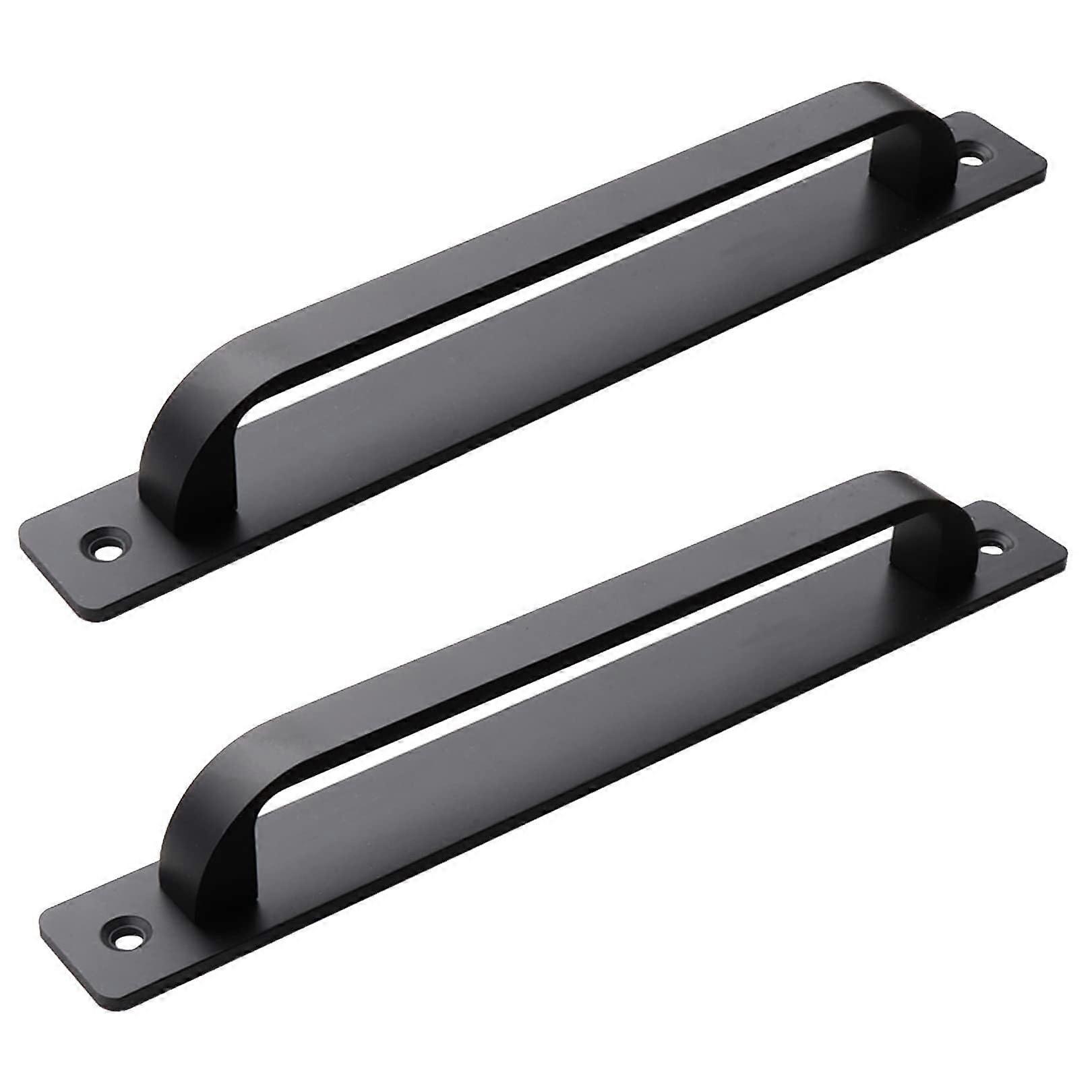Black Sliding Door Handles 192mm Set of 2, Aluminum Alloy Drawer Pulls for Wardrobe and Cabinet