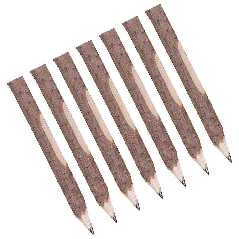 Natural Wood Tree Bark Pencils 7Pcs Rustic Brown for Writing Use