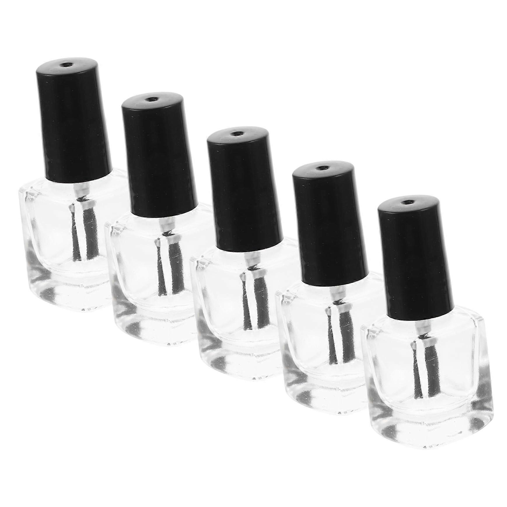 5pcs Empty Nail Polish Bottles with Brush Leakproof Clear Refillable Glass Containers