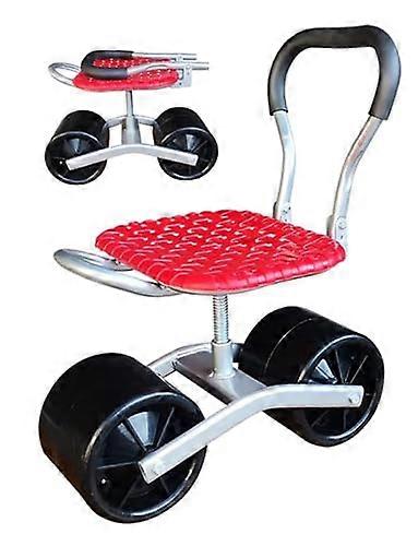 Garden Rolling Stool with Adjustable Swivel Seat, Tool Storage Basket and Foldable Backrest